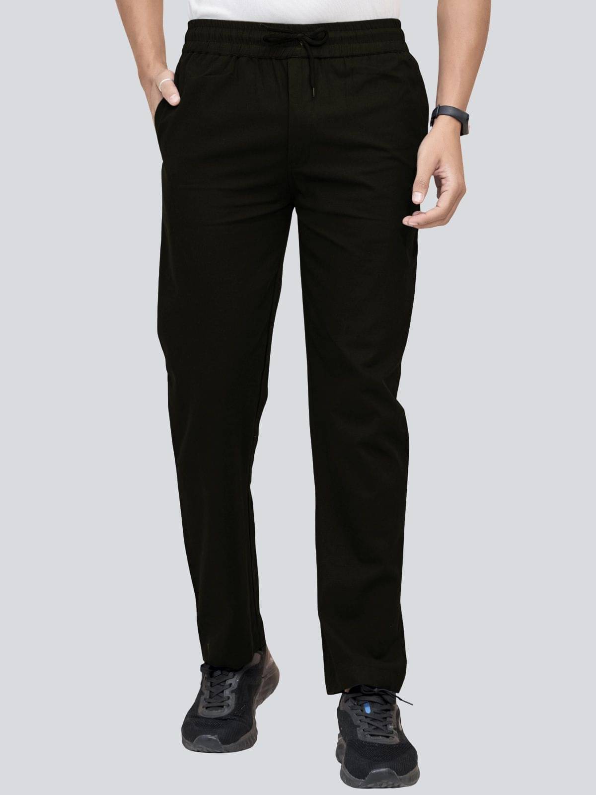     			QuaClo Regular Flat Men's Trouser - Black ( Pack of 1 )