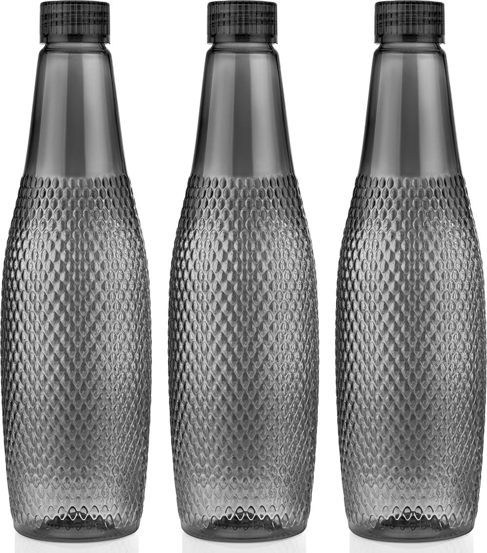     			RABBY Black Plastic Water Bottle 1000 mL ( Set of 3 )