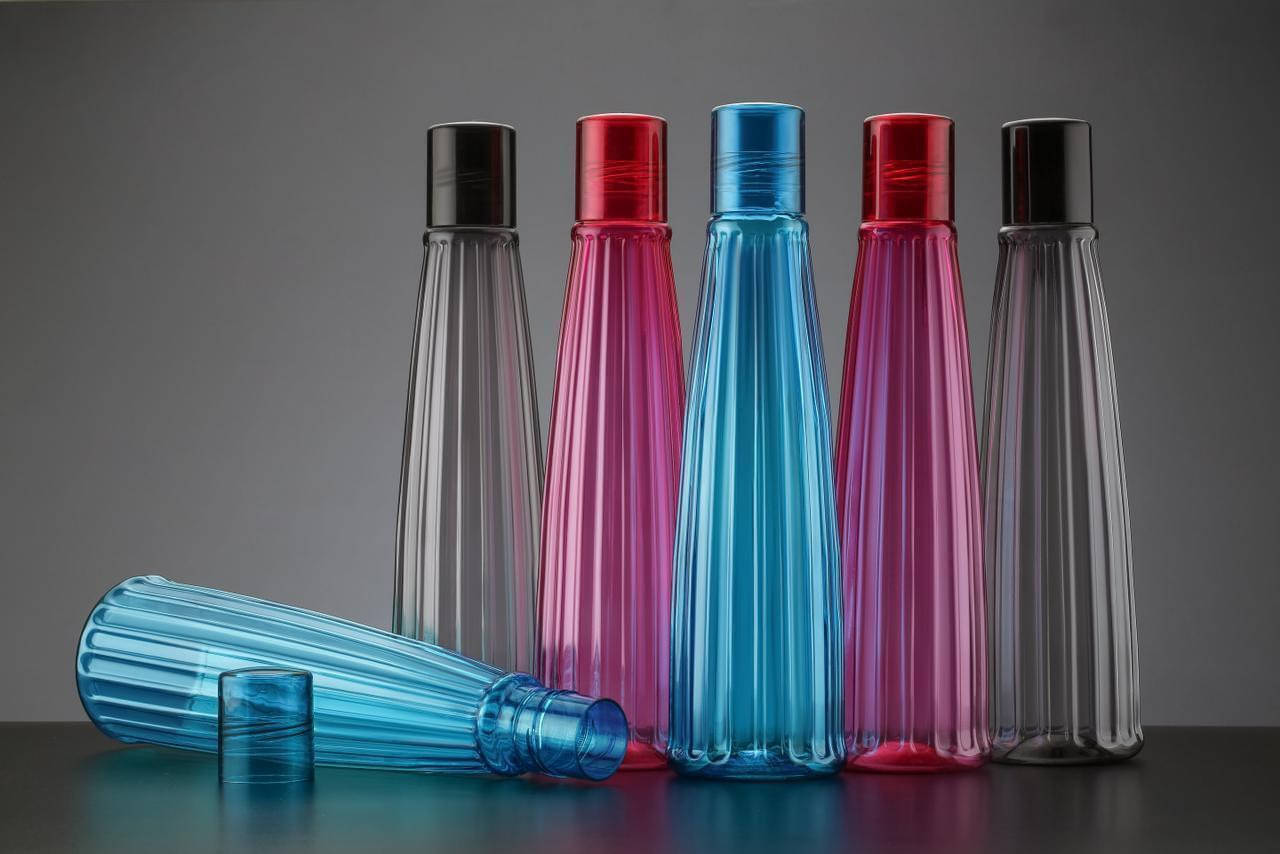     			RABBY Multicolor Plastic Water Bottle 1000 mL ( Set of 6 )