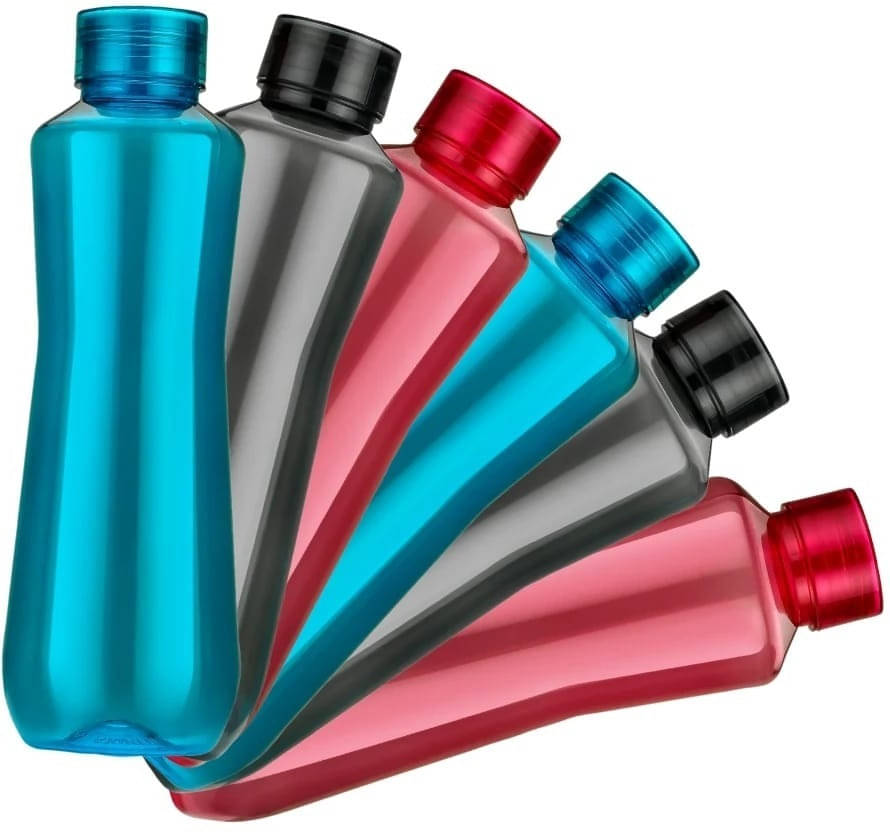     			RABBY Multicolor Plastic Water Bottle 1000 mL ( Set of 6 )