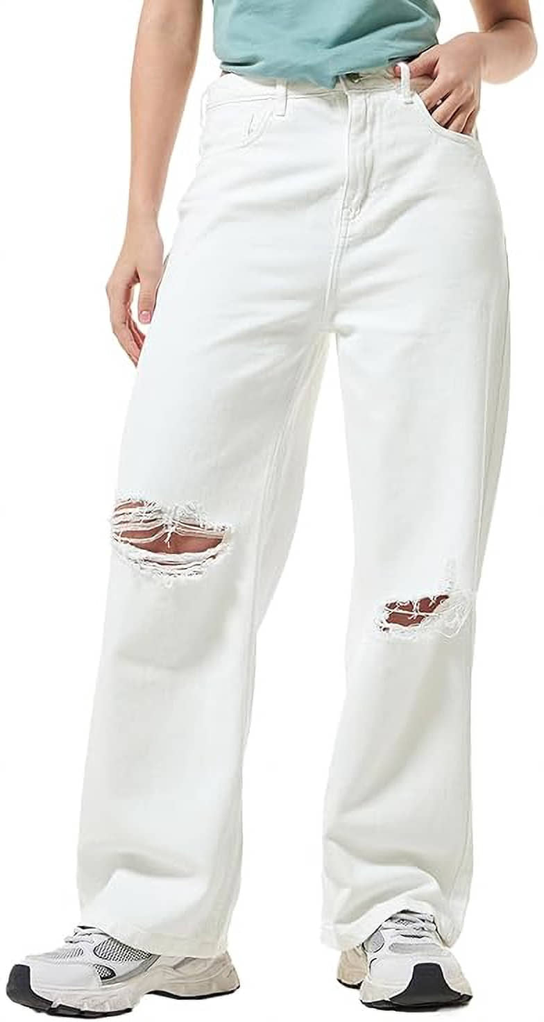 Star4well Women's Regular Fit High-Rise Jeans ( White ) - Jeans | Buy online on ZillyBuy