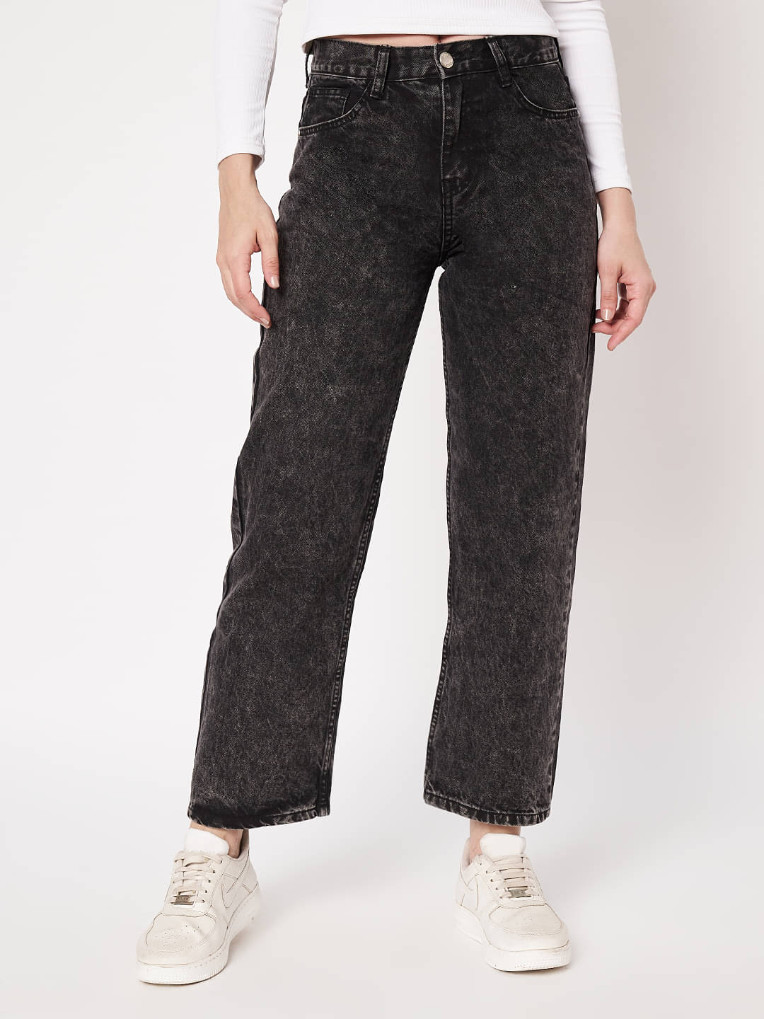     			Syborg Women's Straight Fit High-Rise Jeans ( Black )