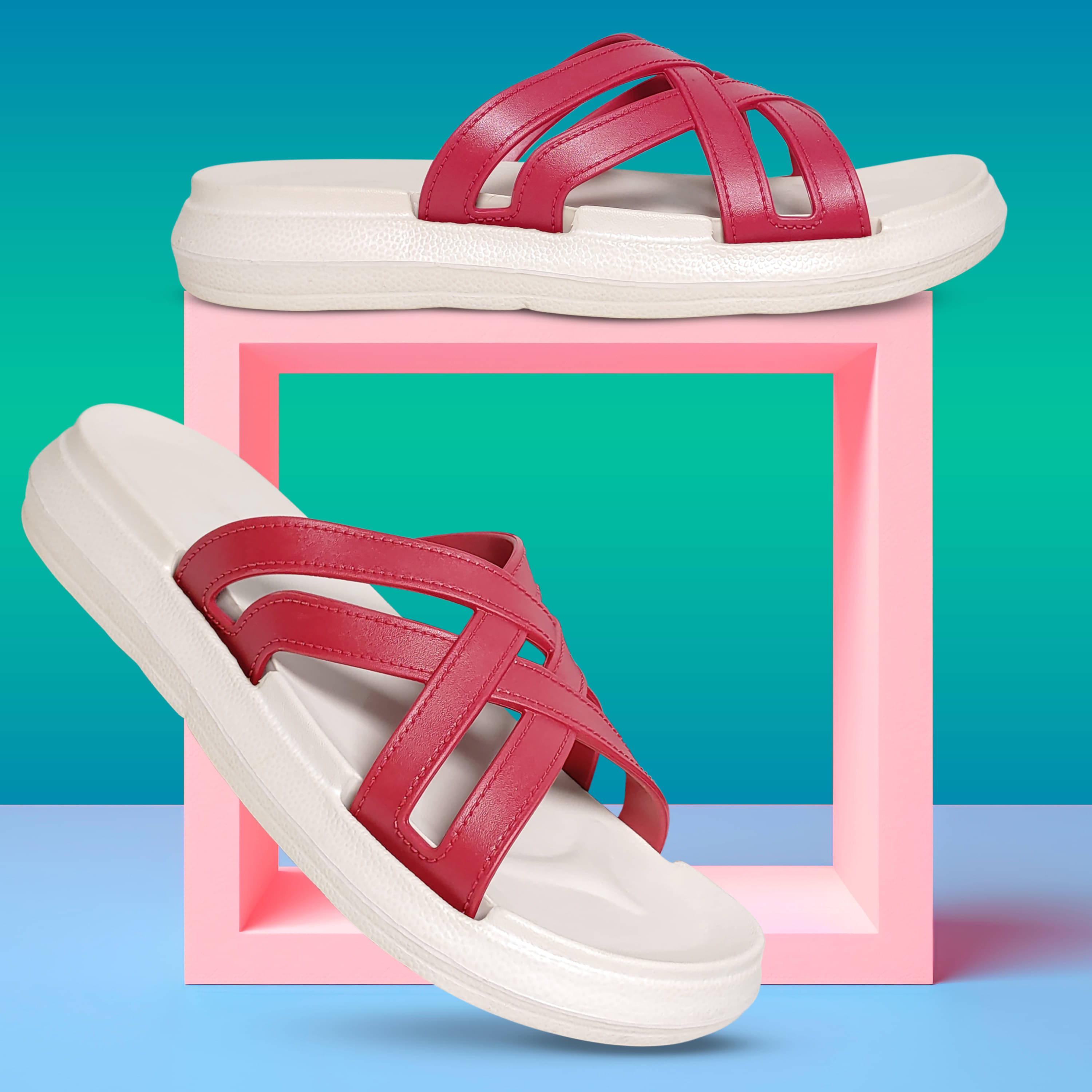     			TieFit Maroon Women's Slide