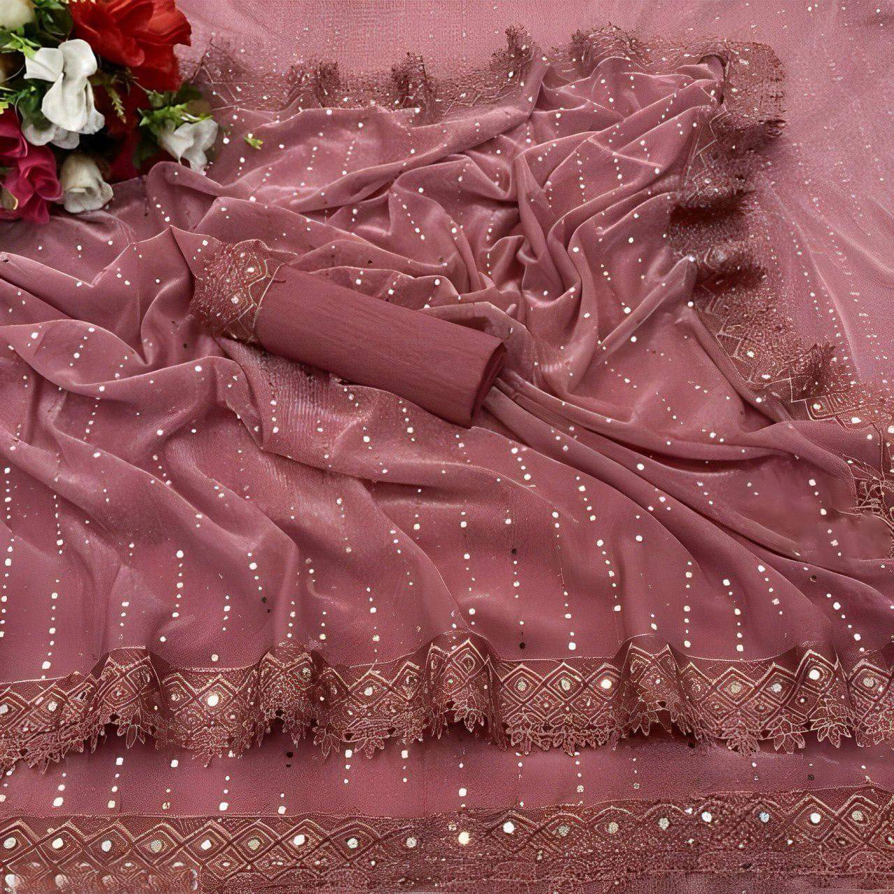 V FANCY Lycra Embroidered Kanjeevaram Sarees With Stitched Blouse ( Peach ) V FANCY Lycra Embroidered Kanjeevaram Sarees With Stitched Blouse ( Peach )