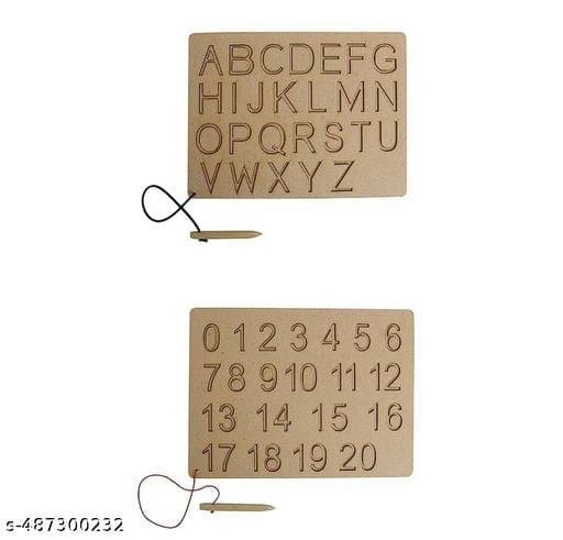 Woodzania Educational Alphabet and Numeric Tracing Board (Front & Back) with Wooden Pen l Wooden Tracing Slate Woodzania Educational Alphabet and Numeric Tracing Board (Front & Back) with Wooden Pen l Wooden Tracing Slate