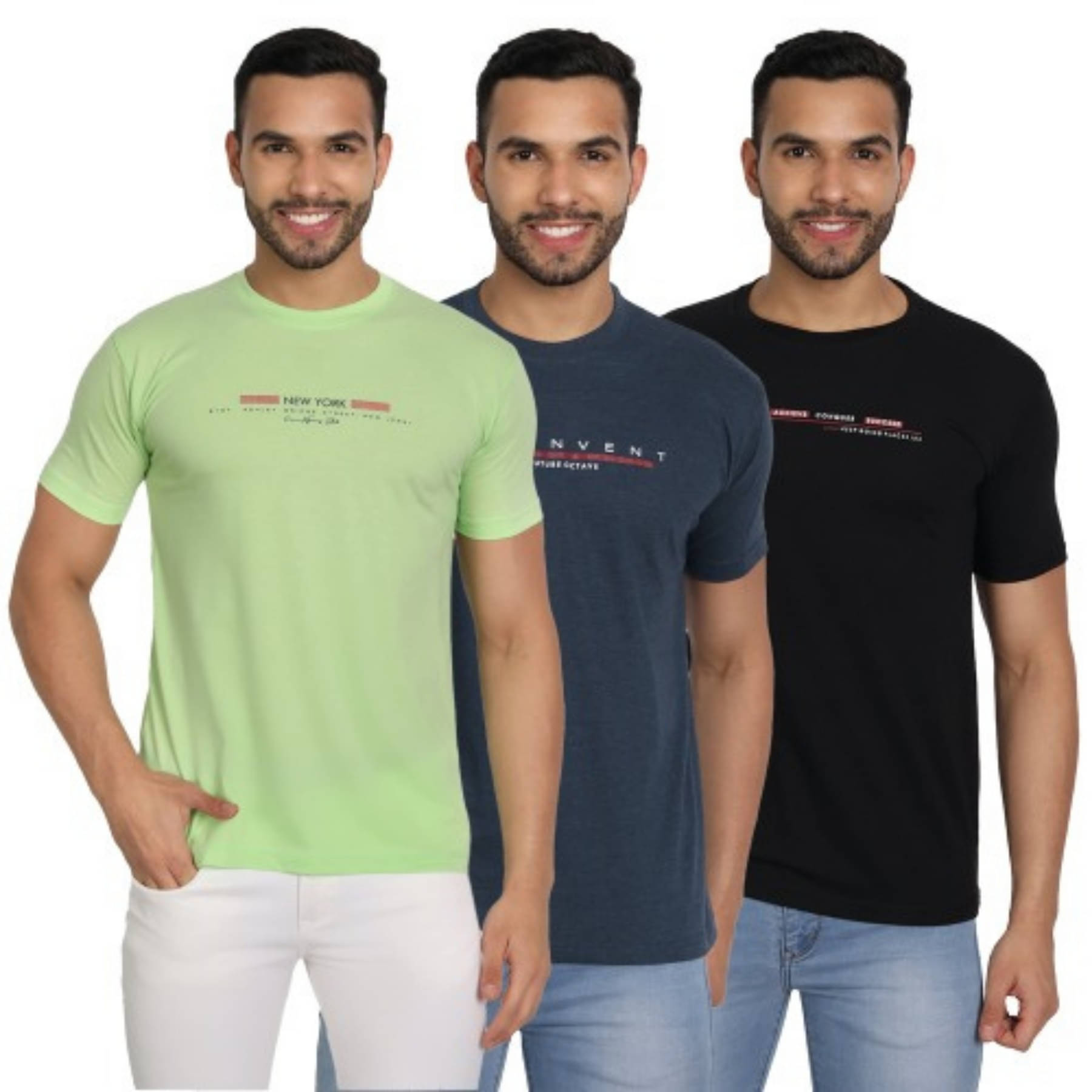 ZEFFORA Men Cotton Blend Regular Fit Solid T-Shirt ( Multicolor11 ) ZEFFORA Men Cotton Blend Regular Fit Solid T-Shirt ( Multicolor11 )