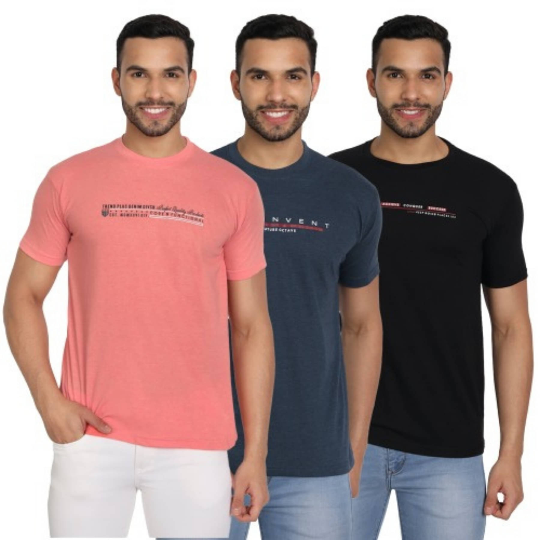     			ZEFFORA Men Cotton Blend Regular Fit Solid T-Shirt ( Multicolor13 )