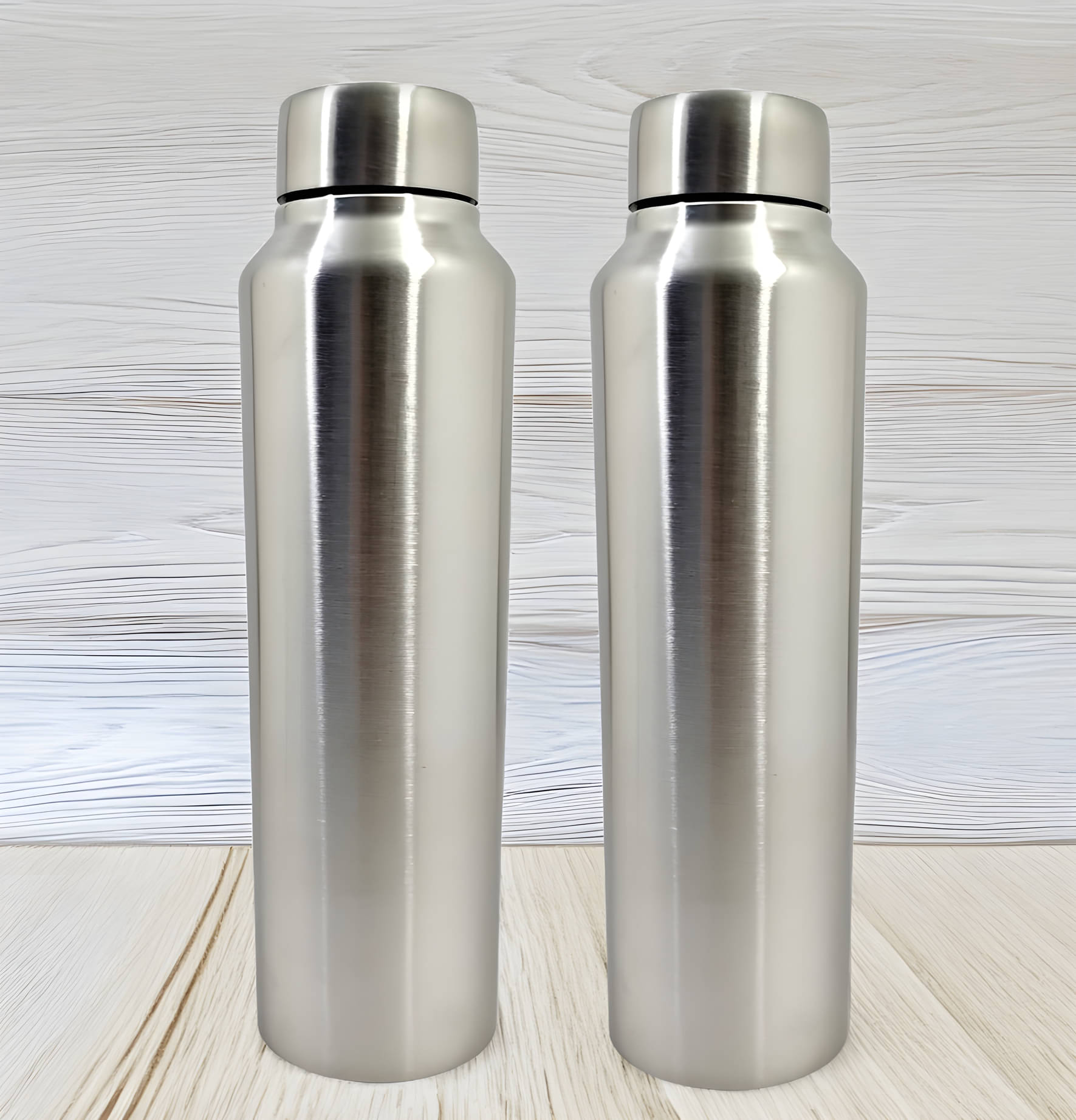     			kitchrox Leak-Proof, BPA-Free, Hot & Cold Flask Silver Stainless Steel Water Bottle 1000 mL ( Set of 2 )