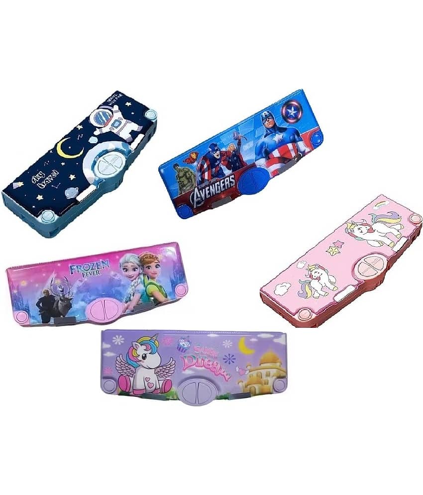 Freedy 5 Side open with in-built Multi-Functional Pencil Box For Kids Boy and Girl Set of 1pc Multicolour (Any Random Design Colour will send) - Stationery | Buy online on ZillyBuy