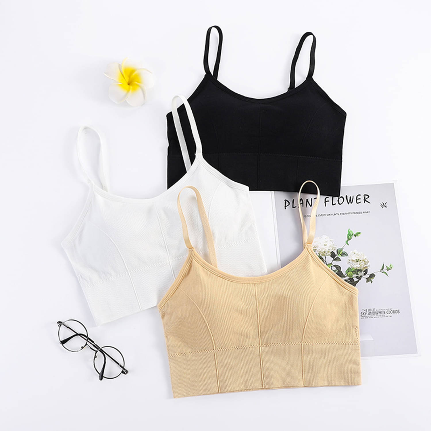 Gopalvilla Pack of 3 Cotton Blend Lightly Padded Cami bra For Women ( Multicolor4 ) Gopalvilla Pack of 3 Cotton Blend Lightly Padded Cami bra For Women ( Multicolor4 )