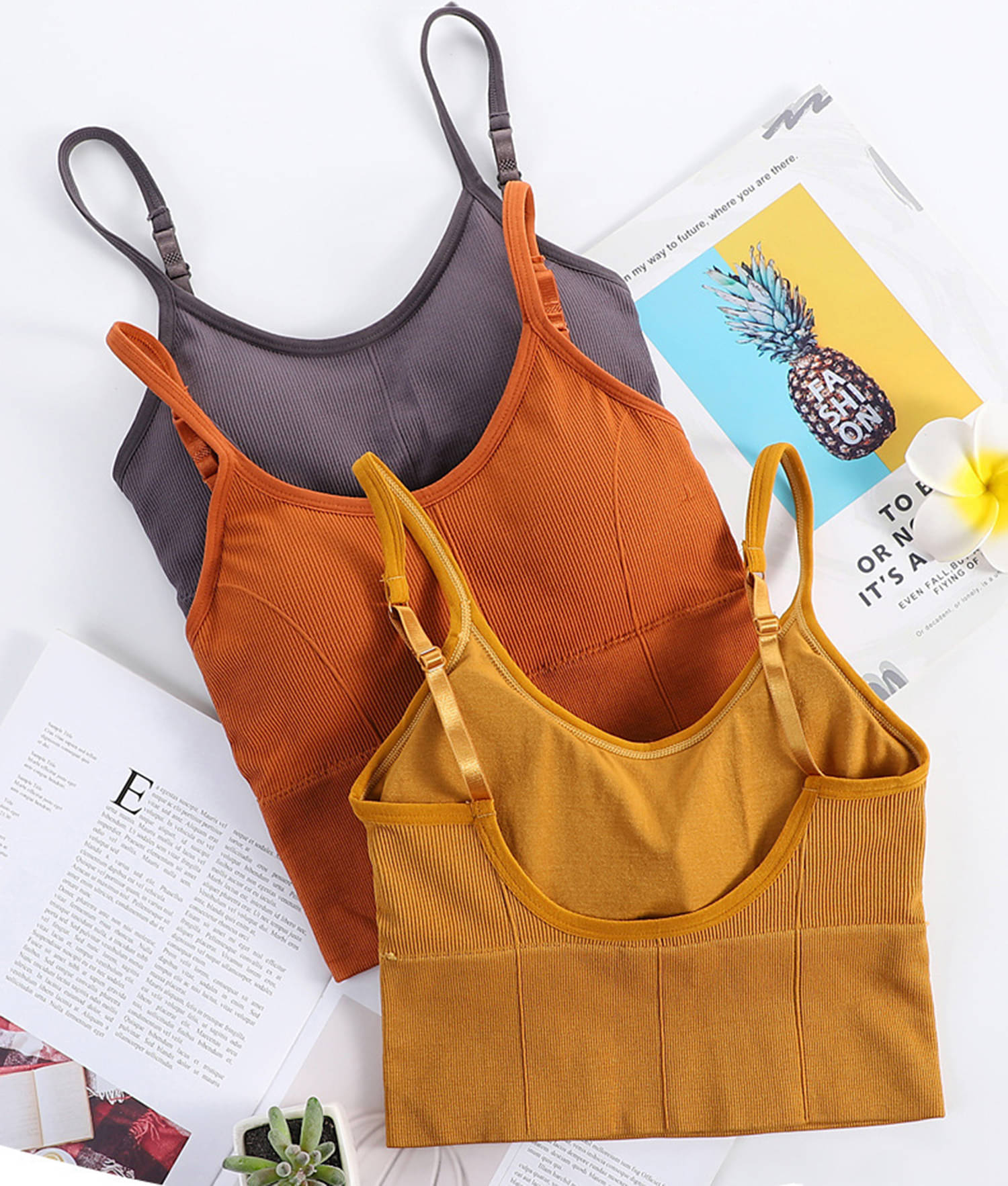     			Gopalvilla Pack of 3 Cotton Blend Lightly Padded Cami bra For Women ( Multicolor11 )