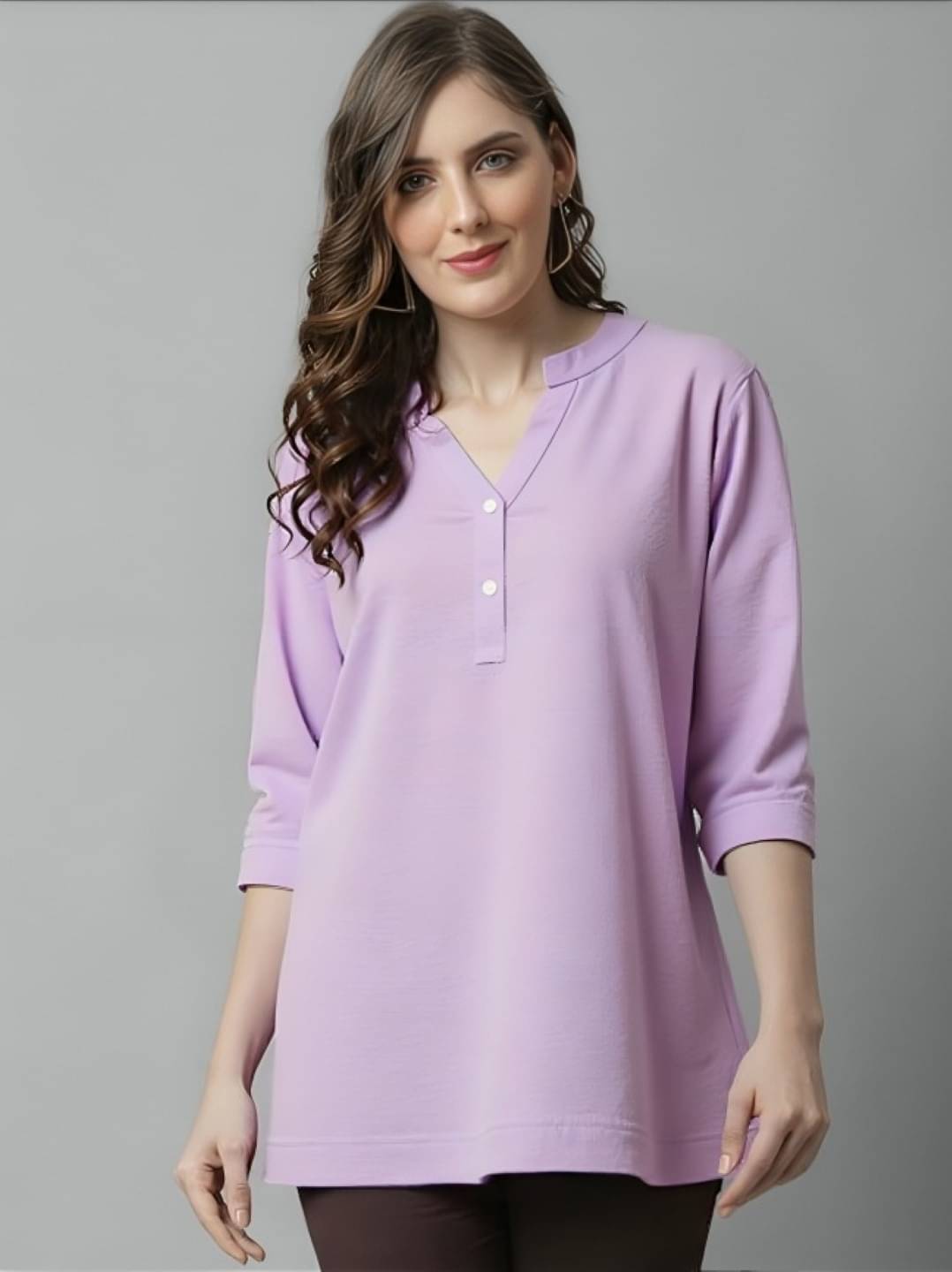     			MAYKR Women Rayon Solid Straight Kurti ( Lavender )