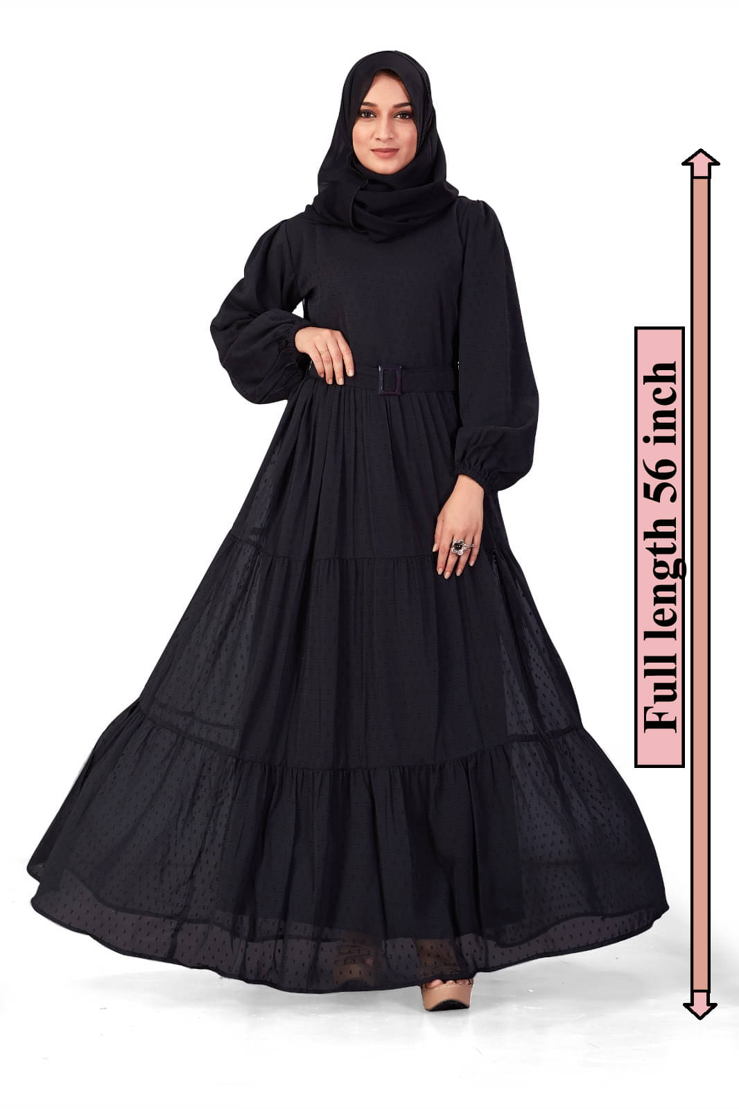    			SARINKU Georgette Burqa without Hijab Black ( Pack of 1 )