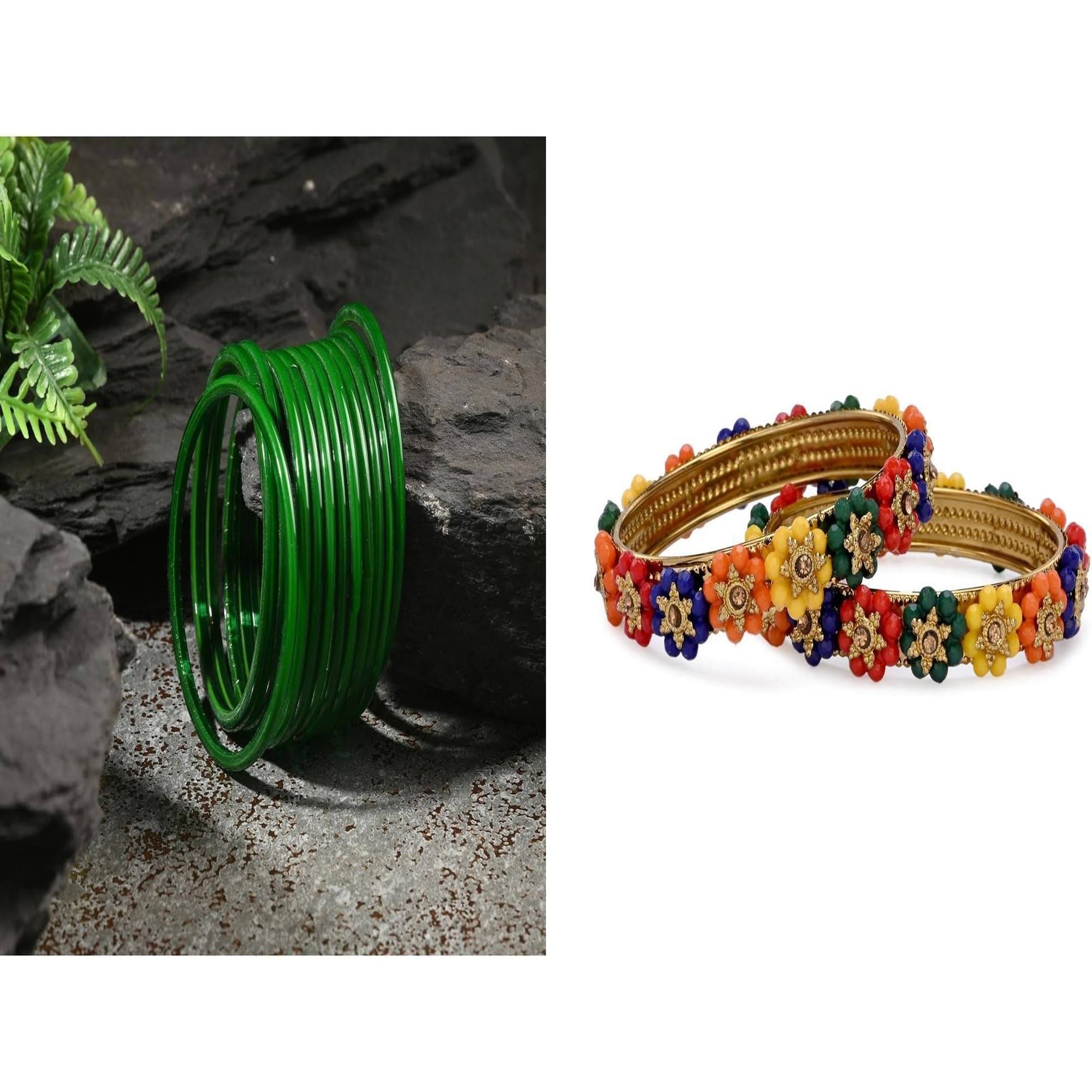     			Somil Multicolor Bangle Set ( Pack of 2 )