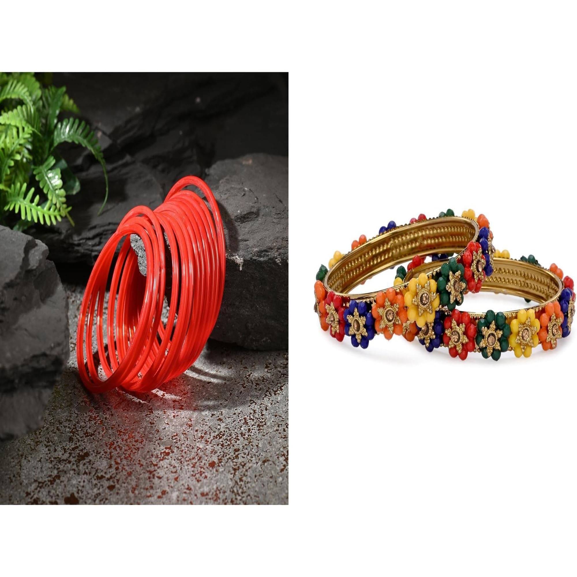     			Somil Multicolor Bangle Set ( Pack of 2 )