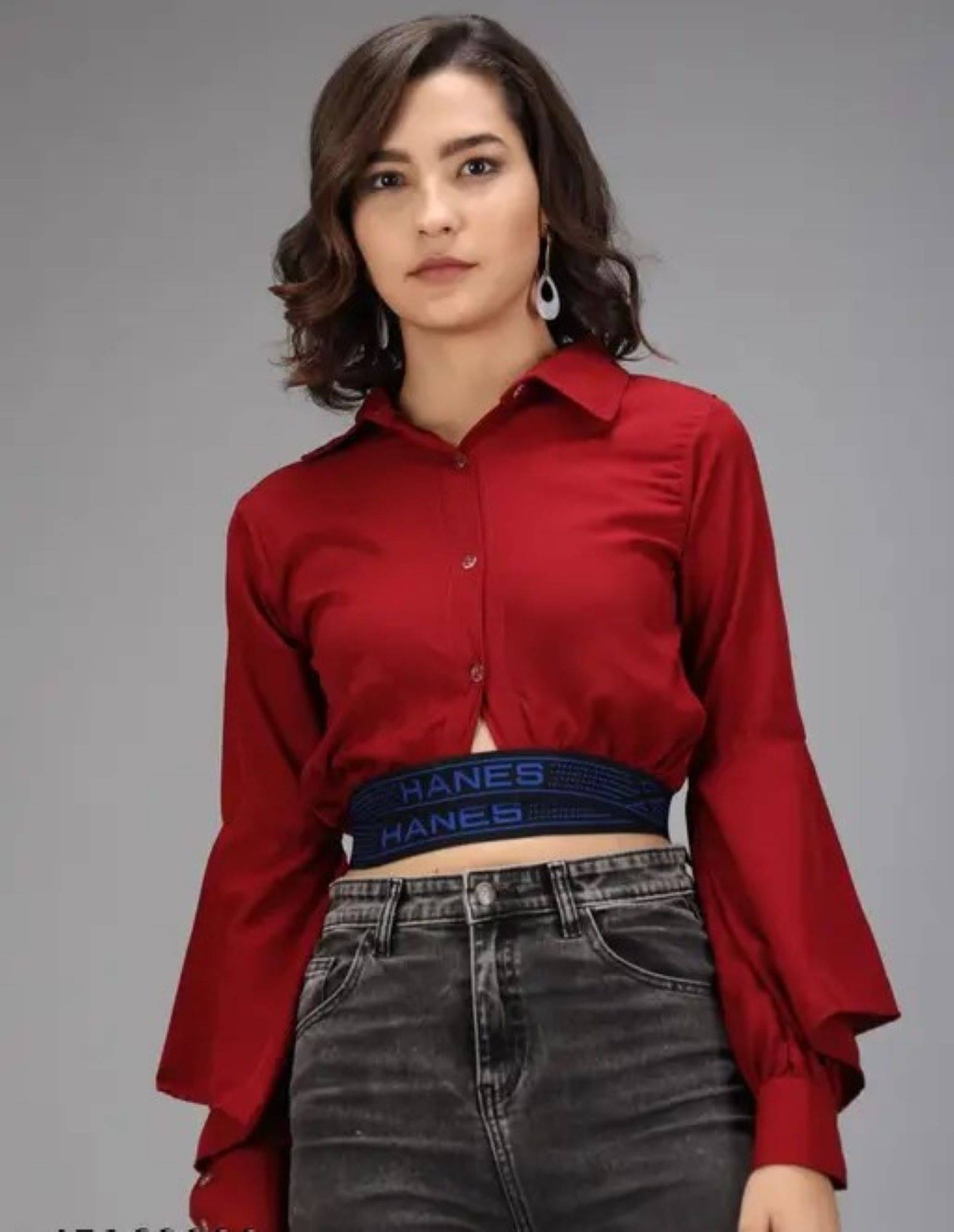 Divine Bezz Women's Crepe Crop Top ( Maroon ) Divine Bezz Women's Crepe Crop Top ( Maroon )