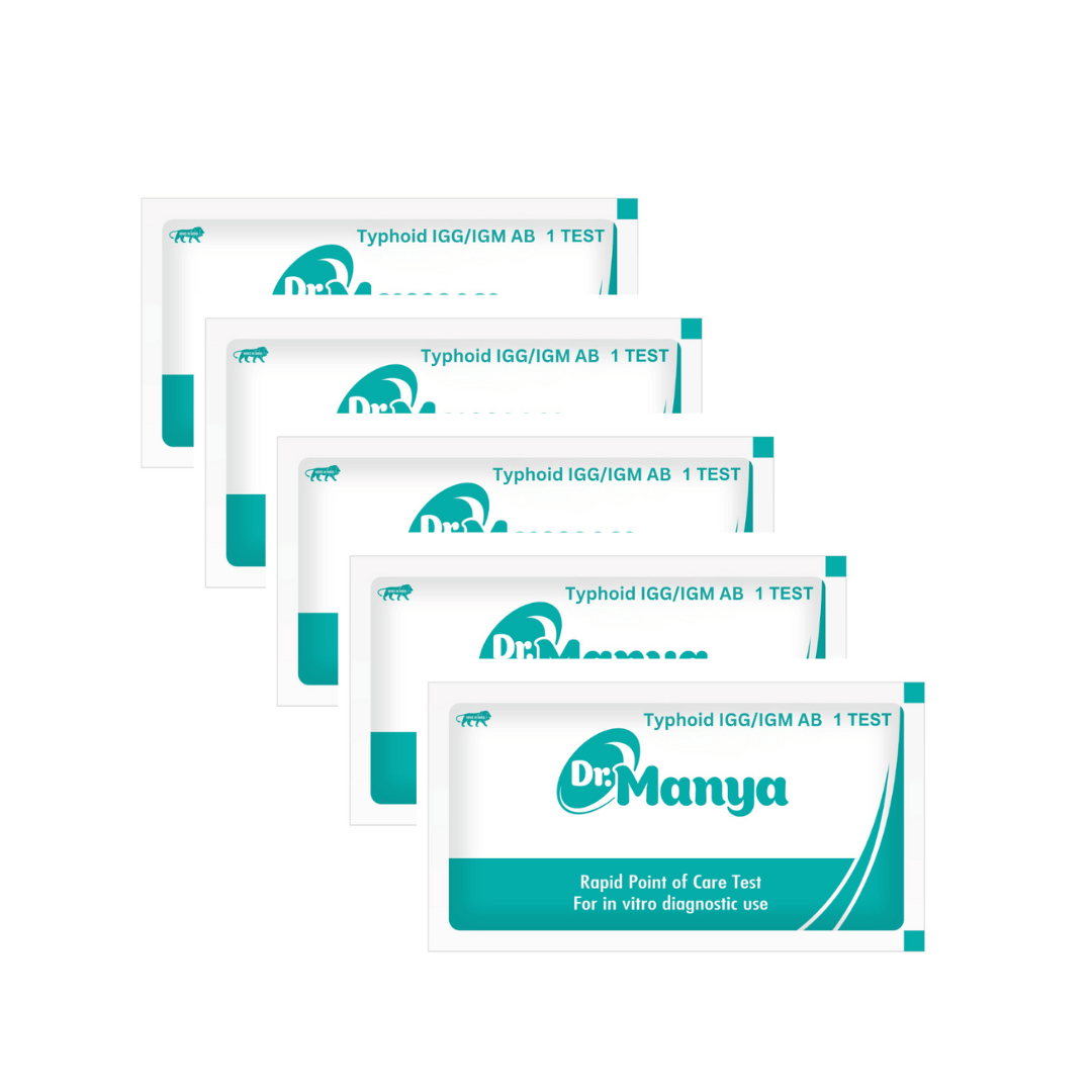 Dr. Manya Typhoid IgG/IgM Test Kit – Pack of 5 | Fast & Reliable Diagnosis | Simple Use for Clinics or At-Home Dr. Manya Typhoid IgG/IgM Test Kit – Pack of 5 | Fast & Reliable Diagnosis | Simple Use for Clinics or At-Home