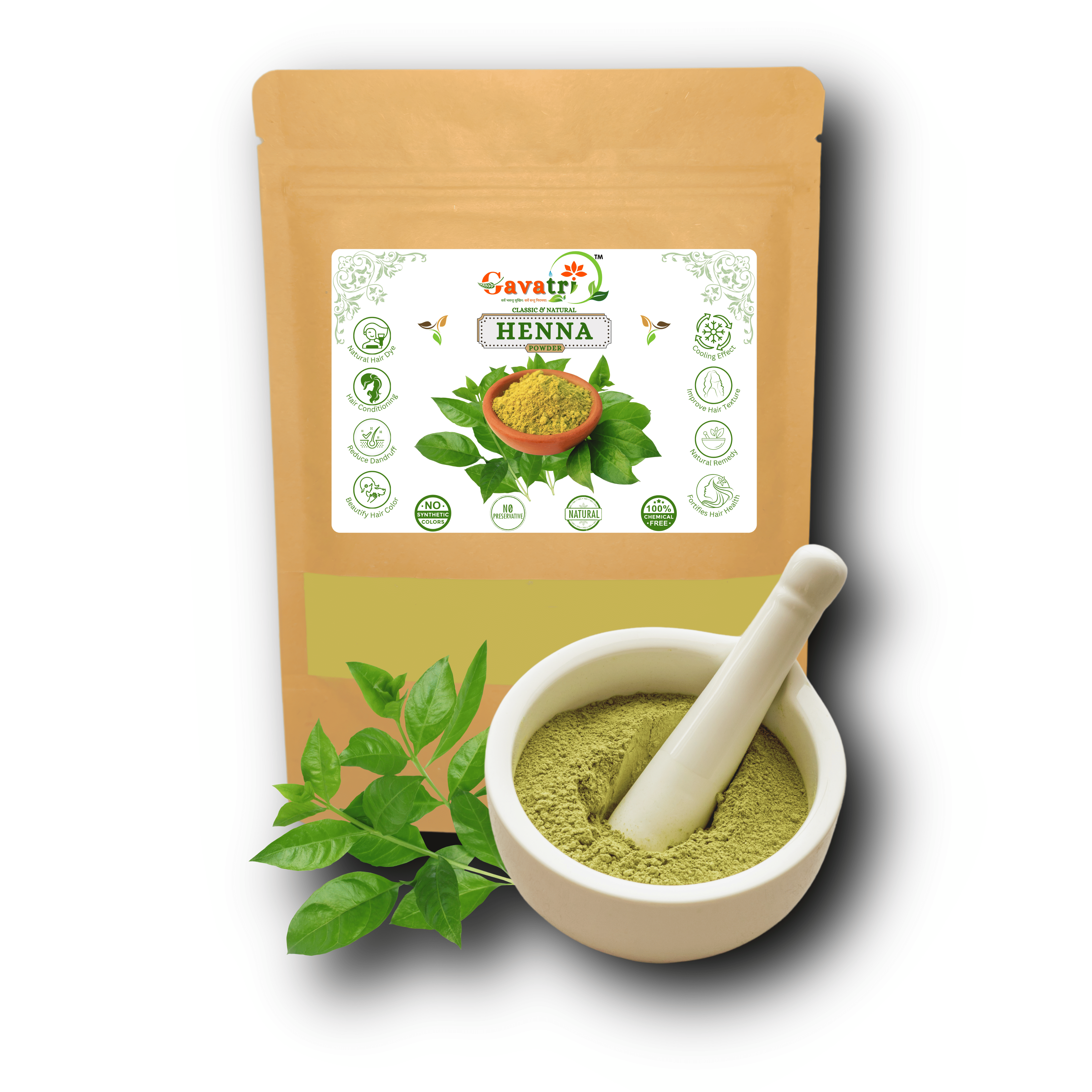     			Gavatri Classic And Natural Henna Powder (Mehandi) for Hair Color, Hands & Feet Design 500 gm
