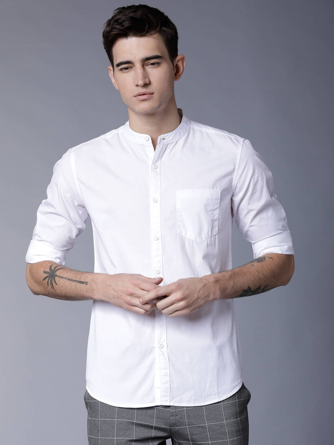     			Highlander 100% Cotton Slim Fit Solids Full Sleeves Men's Casual Shirt - White ( Pack of 1 )