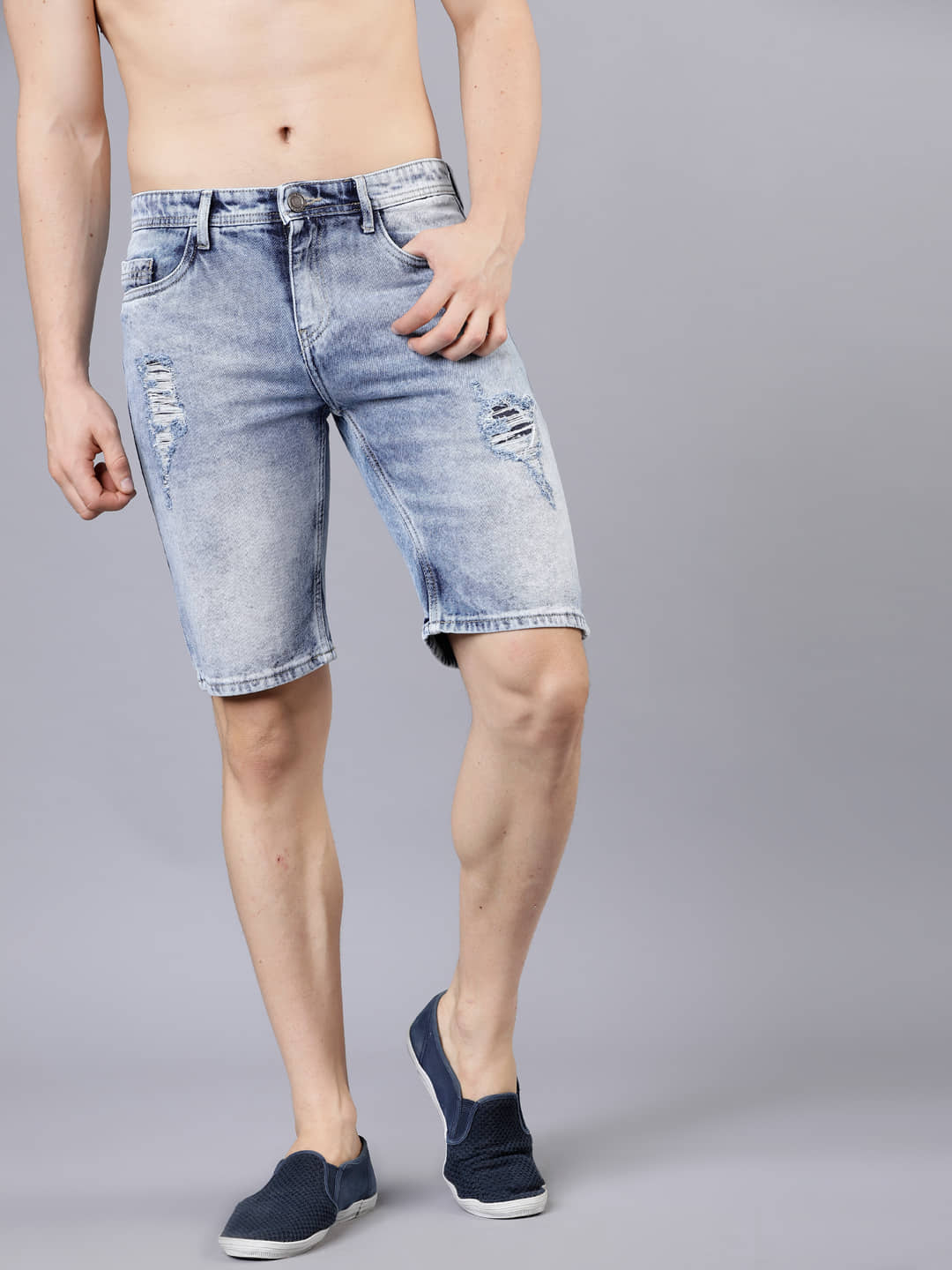 Highlander Blue Cotton Blend Men's Denim Shorts ( Pack of 1 ) - Shorts | Buy online on ZillyBuy