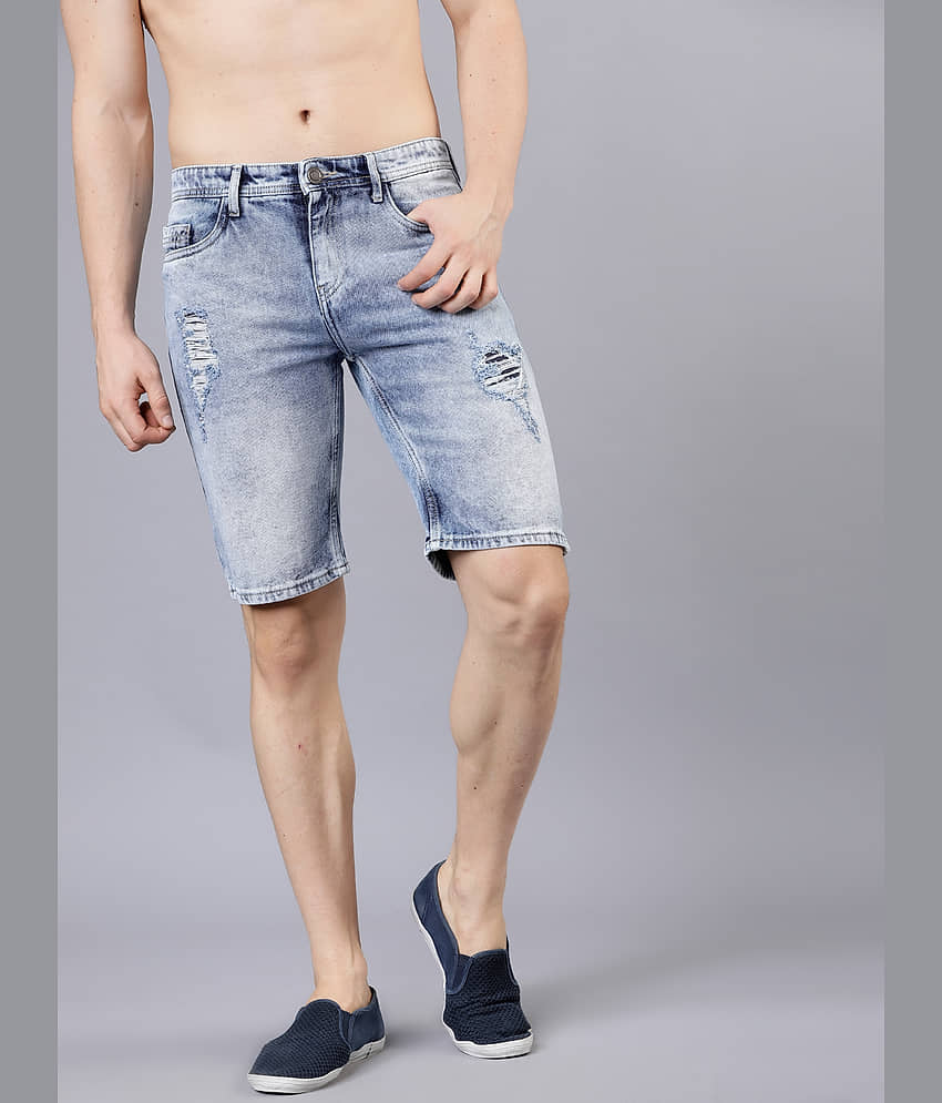 Highlander Blue Cotton Blend Men's Denim Shorts ( Pack of 1 ) - Shorts | Buy online on ZillyBuy