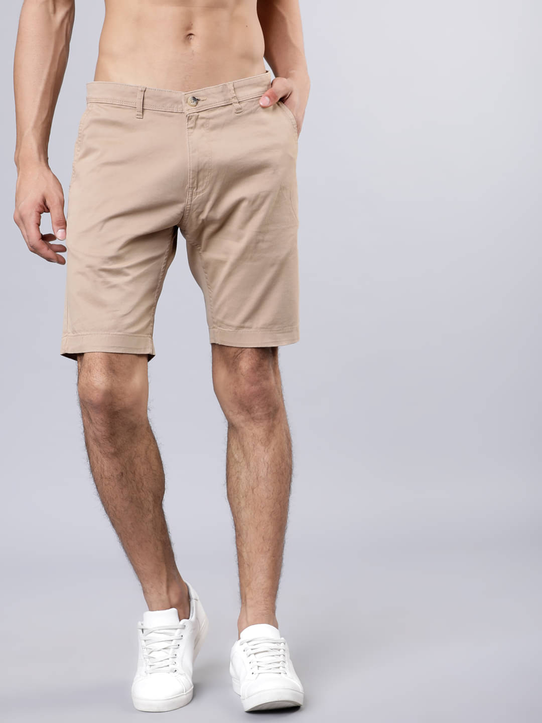 Highlander Khaki Cotton Blend Men's Chino Shorts ( Pack of 1 ) Highlander Khaki Cotton Blend Men's Chino Shorts ( Pack of 1 )