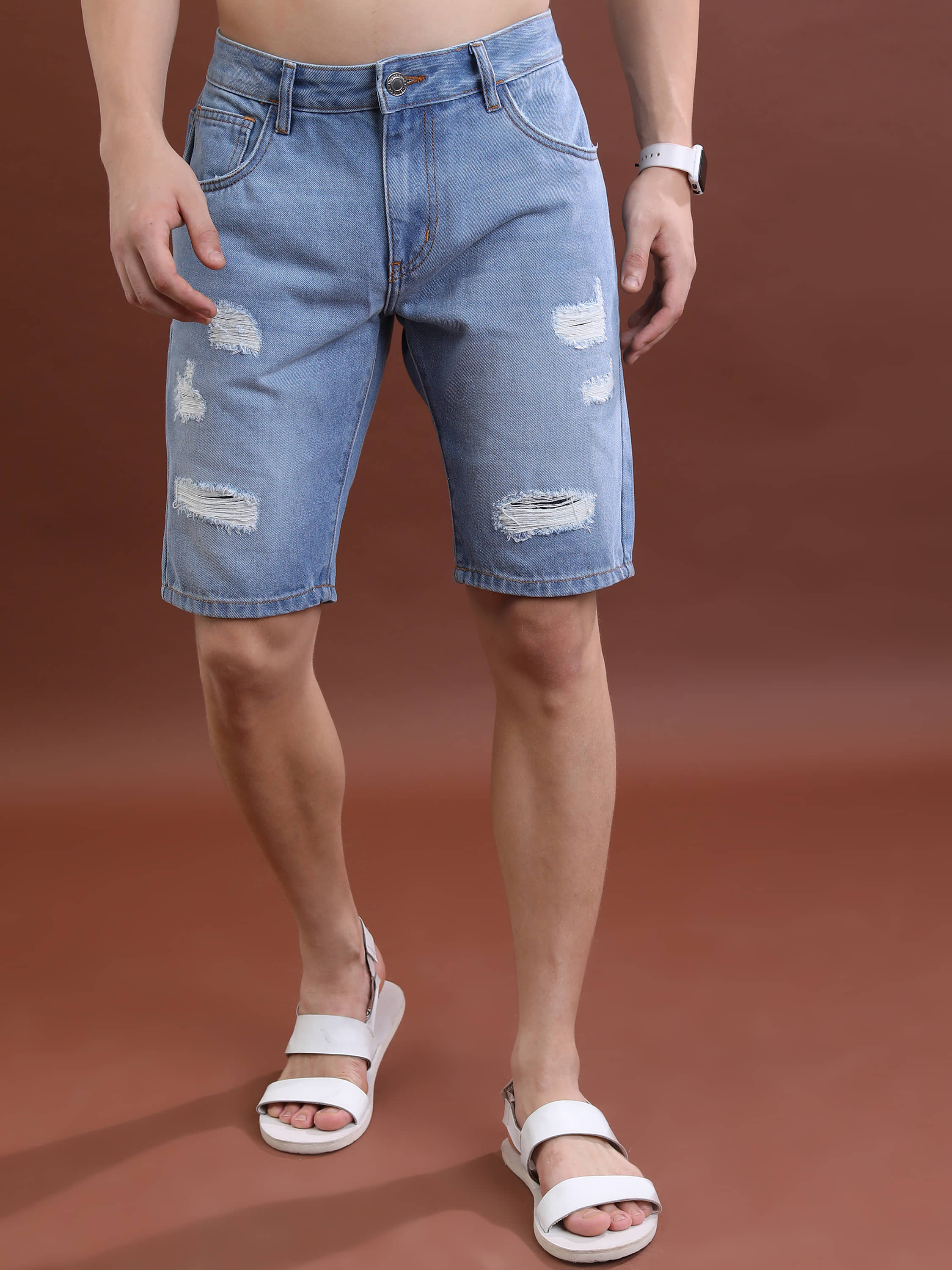 Highlander Light Blue Cotton Men's Denim Shorts ( Pack of 1 ) - Shorts | Buy online on ZillyBuy