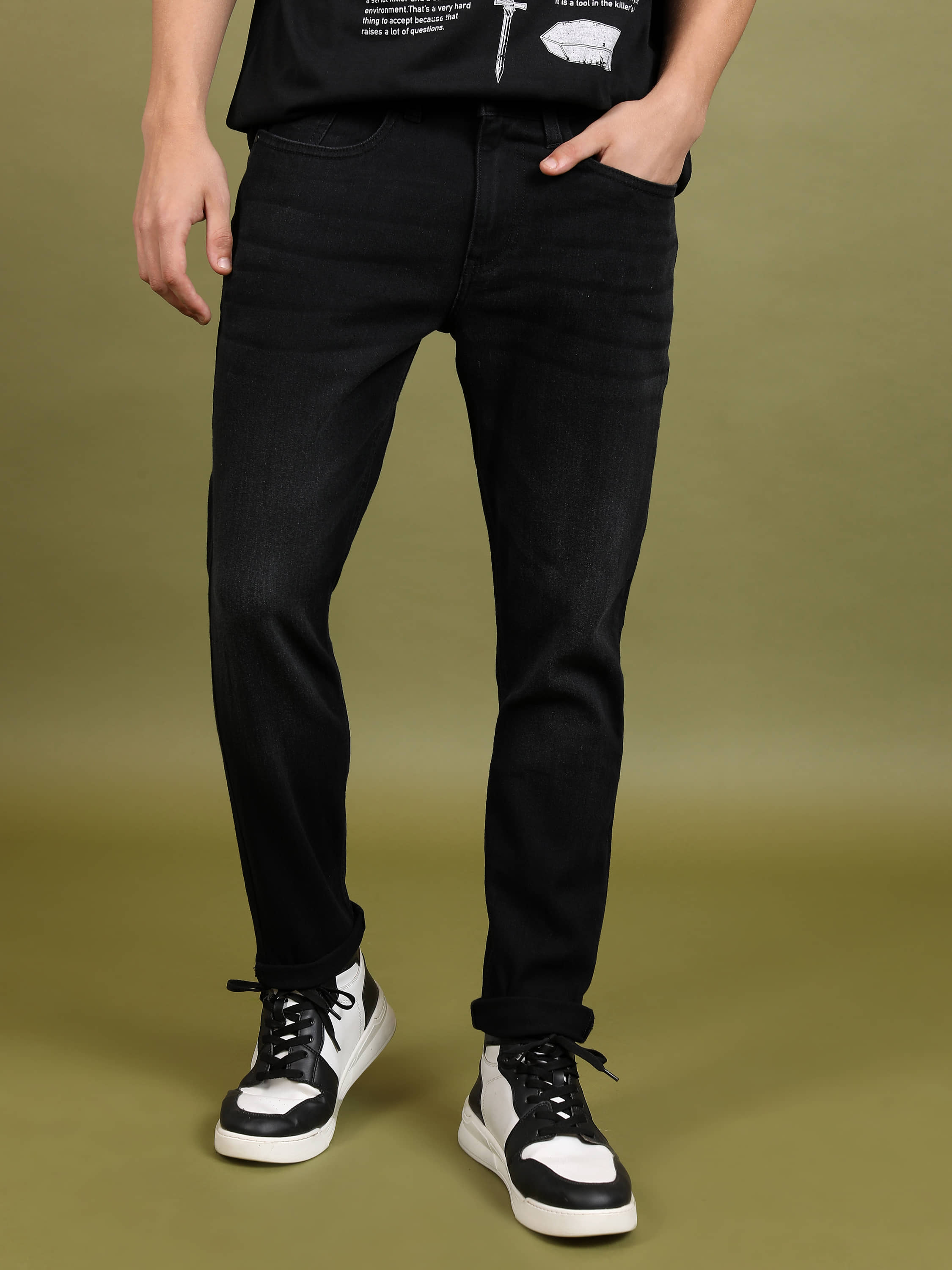 Highlander Slim Fit Solid Men's Jeans - Black ( Pack of 1 ) - Jeans | Buy online on ZillyBuy