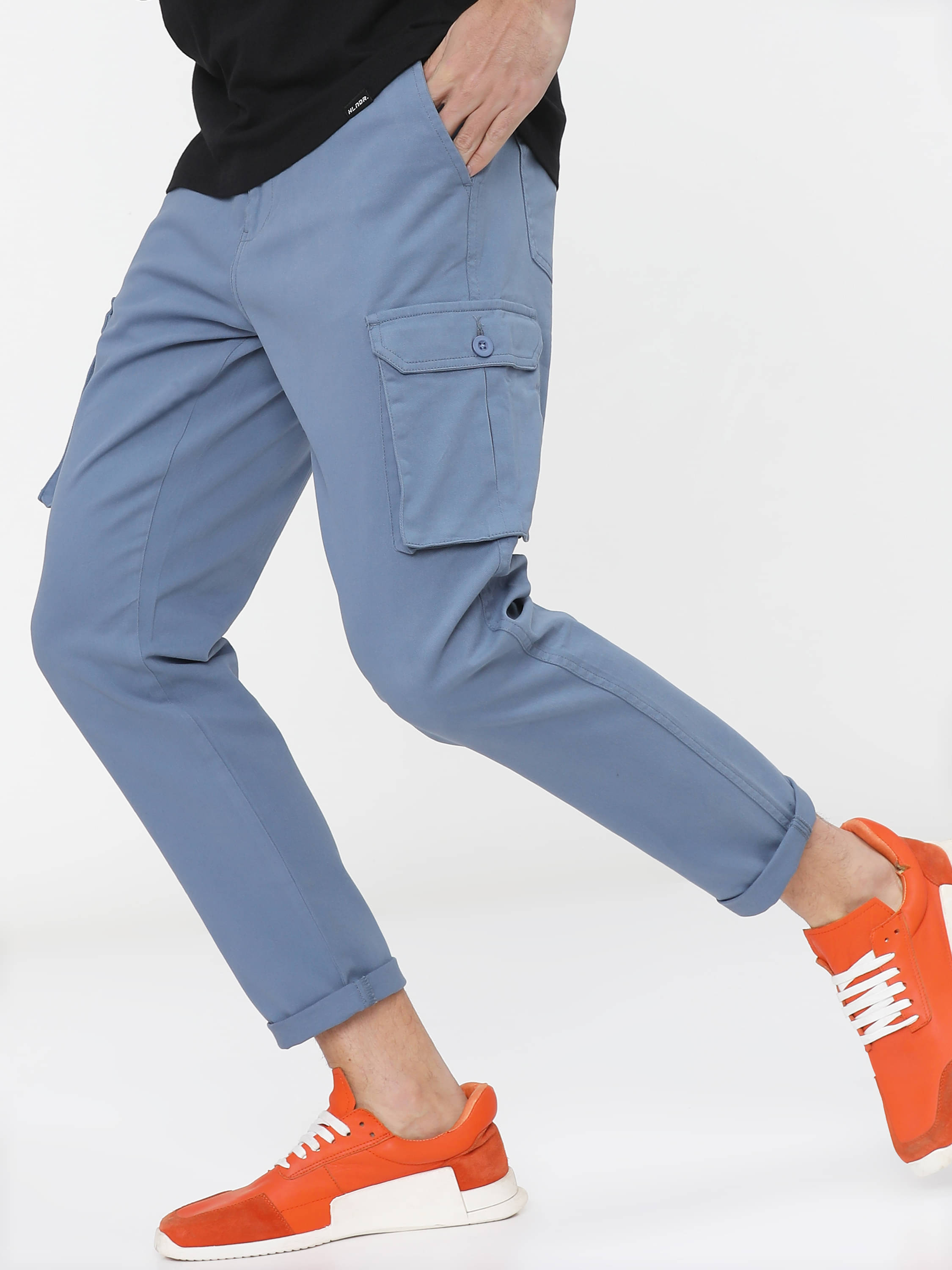     			Highlander Slim Flat Men's Cargos - Blue ( Pack of 1 )