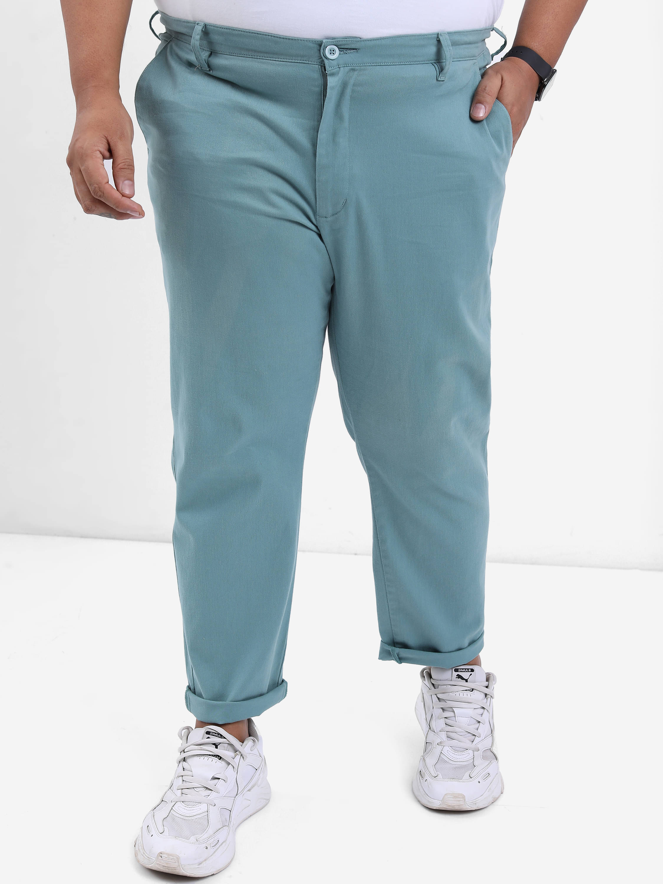     			Highlander Slim Flat Men's Trouser - Blue ( Pack of 1 )