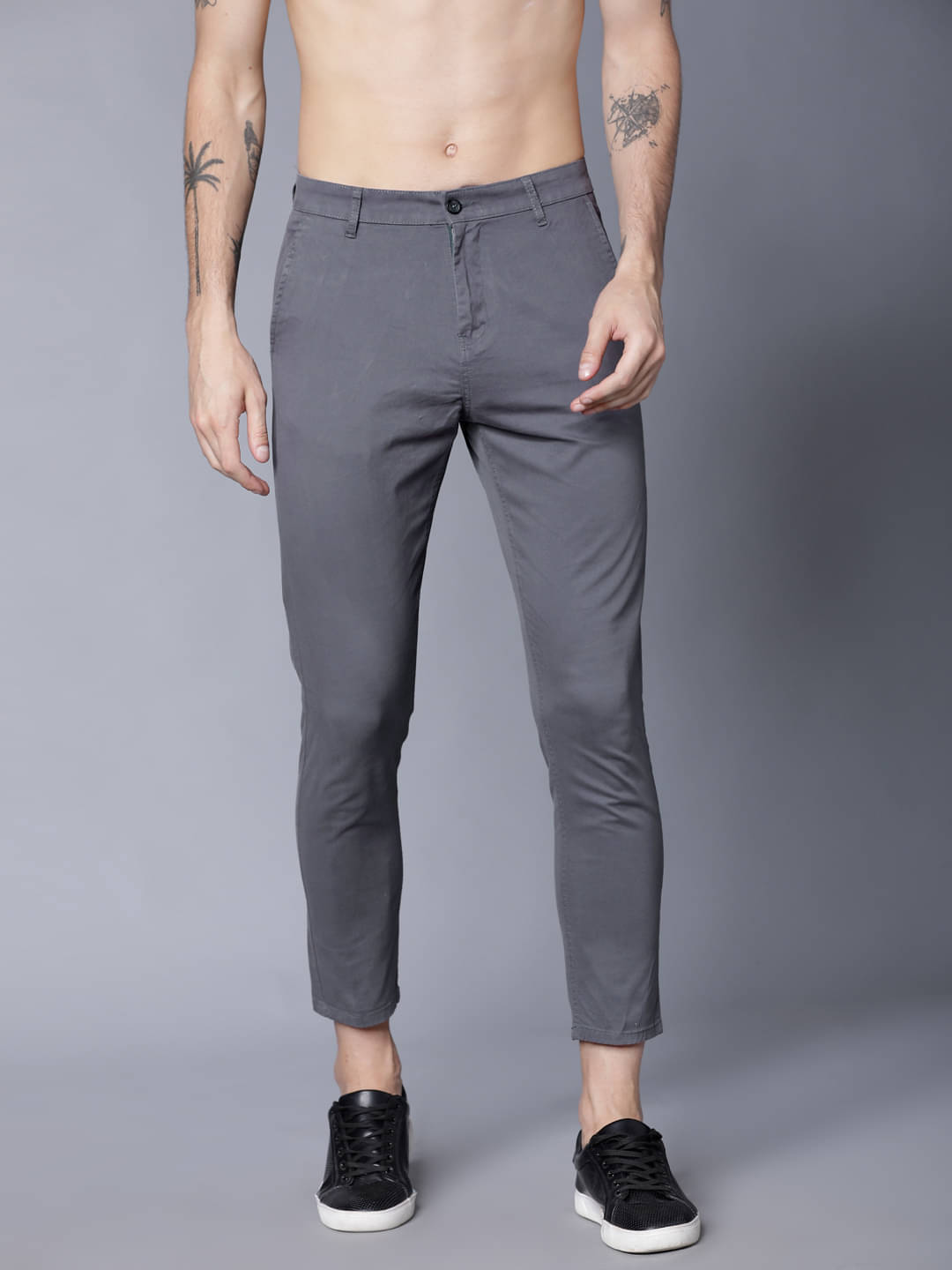 Highlander Tapered Flat Men's Chinos - Grey ( Pack of 1 ) Highlander Tapered Flat Men's Chinos - Grey ( Pack of 1 )