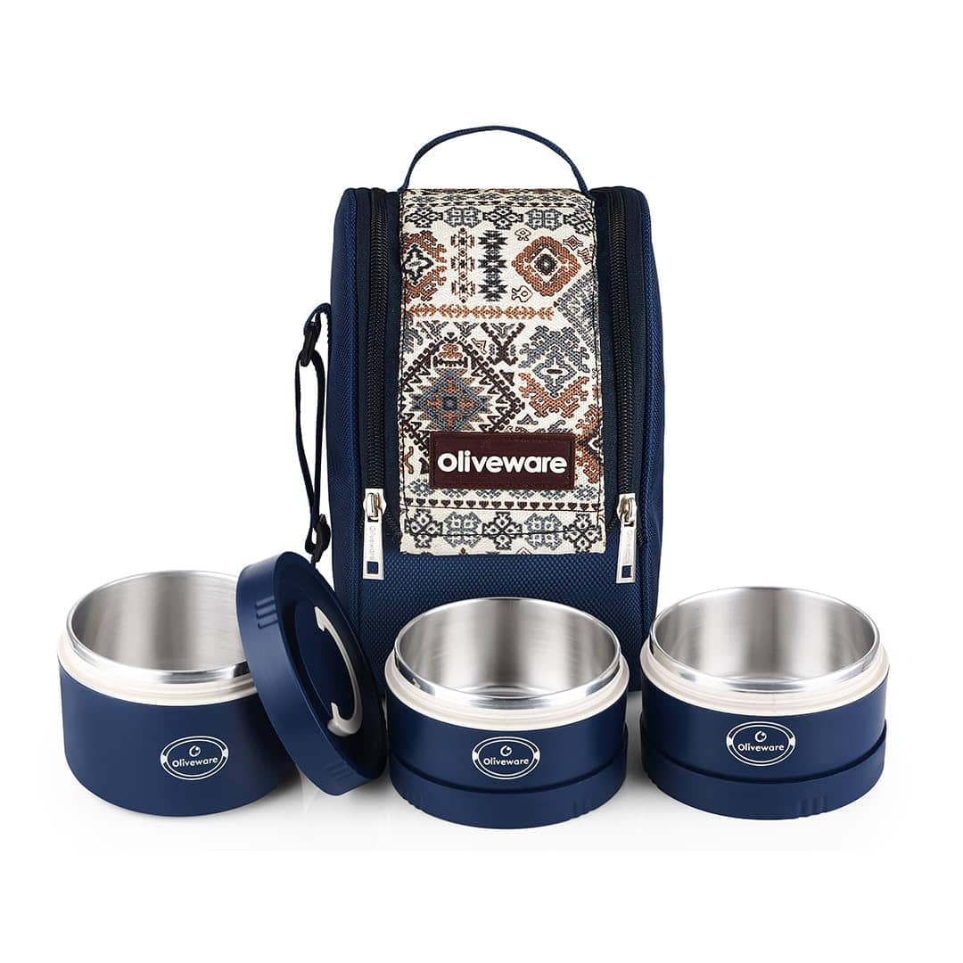 Oliveware Executive Pro Stainless Steel Lunch Box 3 - Container ( Pack of 1 )