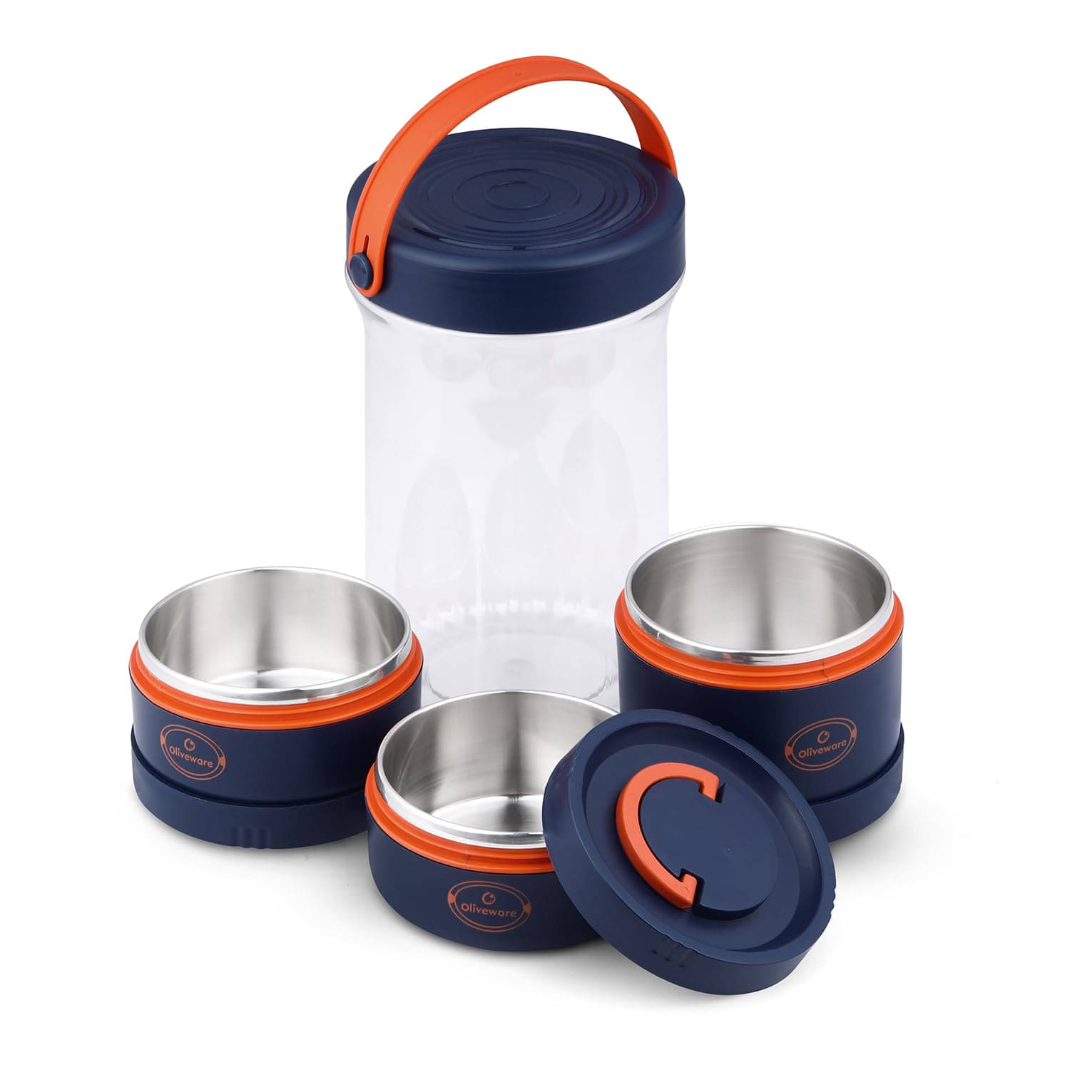     			Oliveware Pine Stainless Steel Insulated Lunch Box 3 - Container ( Pack of 1 )