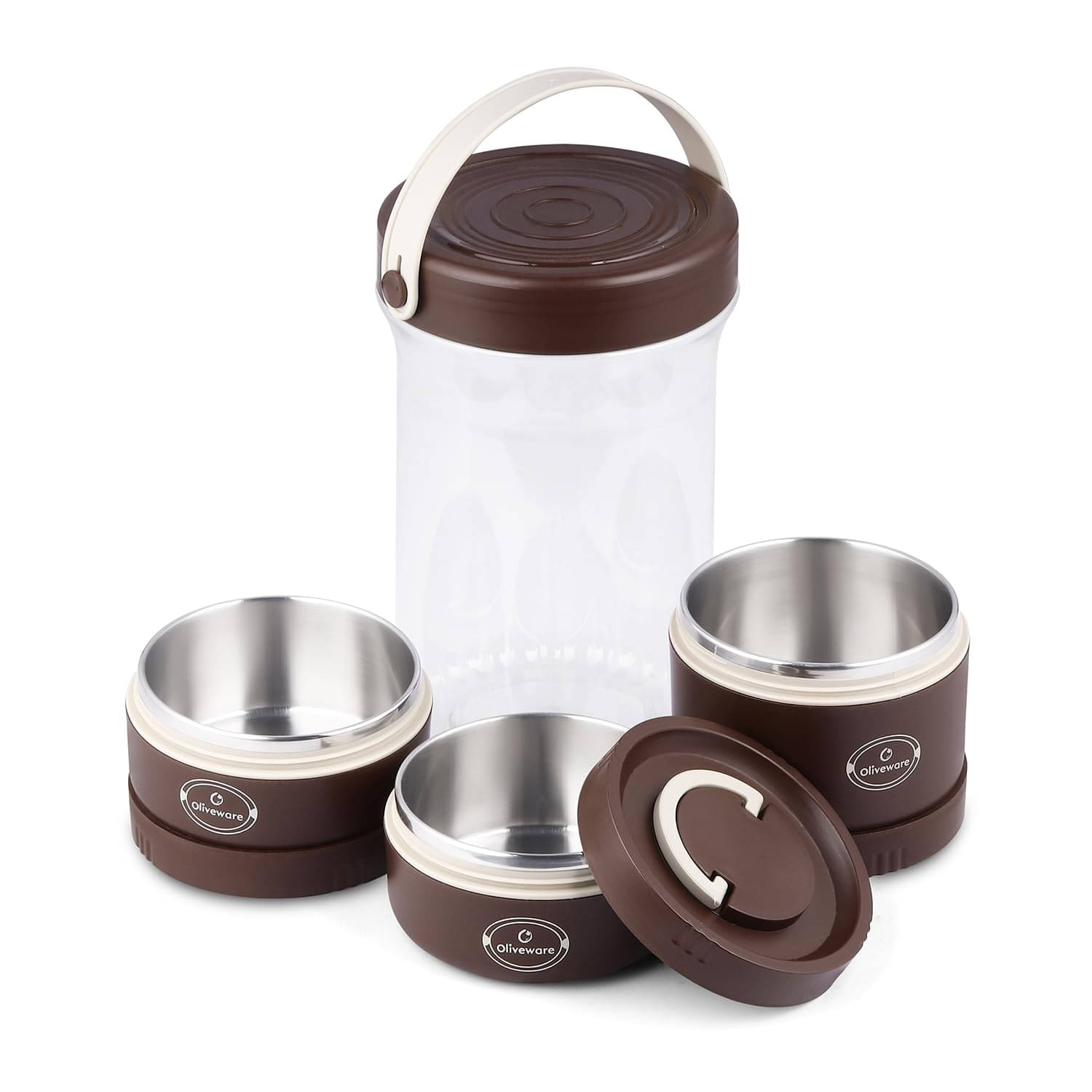     			Oliveware Pine Stainless Steel Insulated Lunch Box 3 - Container ( Pack of 1 )