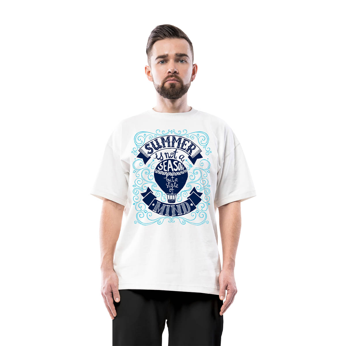 PUGAROO Men Cotton Oversized Fit Printed T-Shirt ( White ) PUGAROO Men Cotton Oversized Fit Printed T-Shirt ( White )