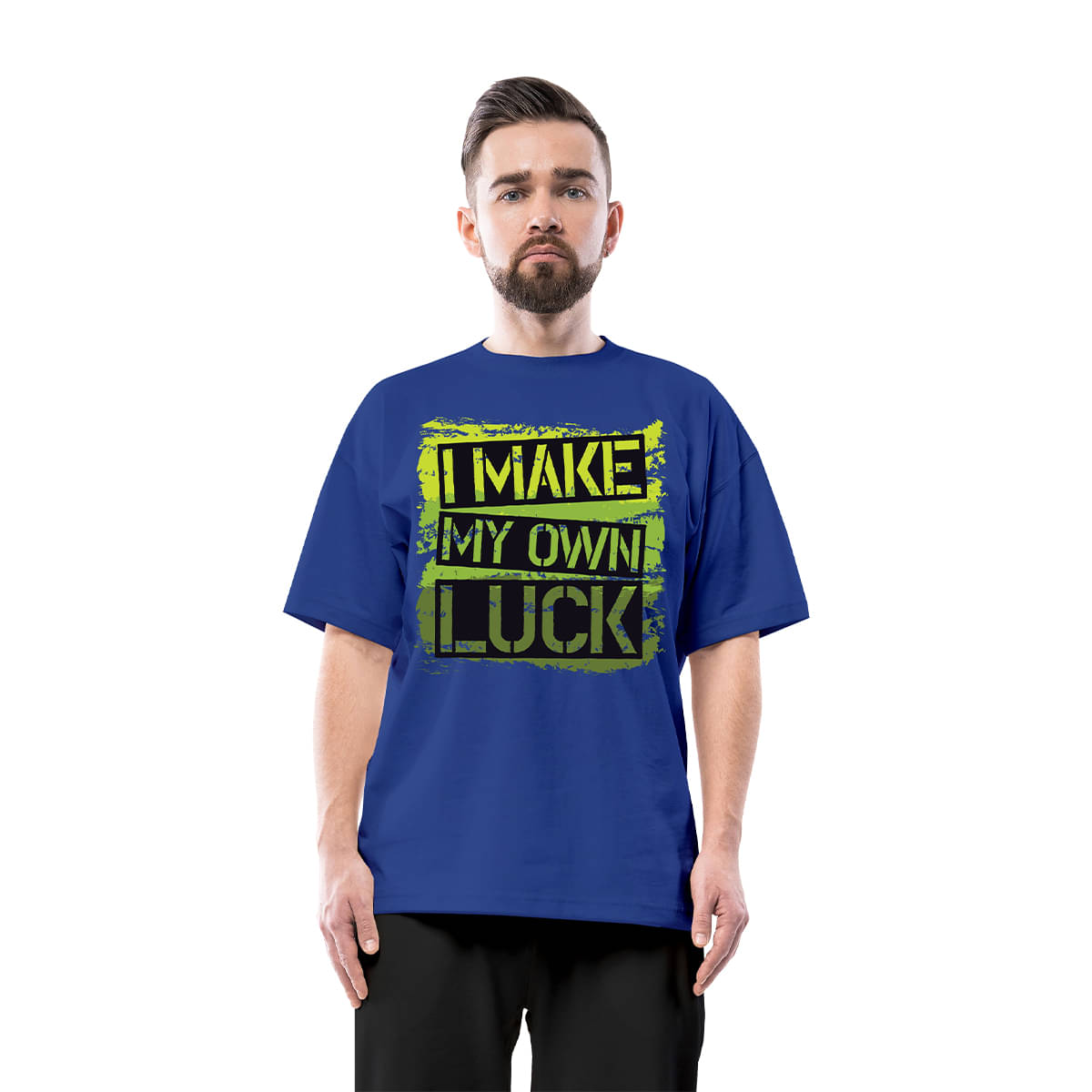     			PUGAROO Men Cotton Oversized Fit Printed T-Shirt ( Blue )