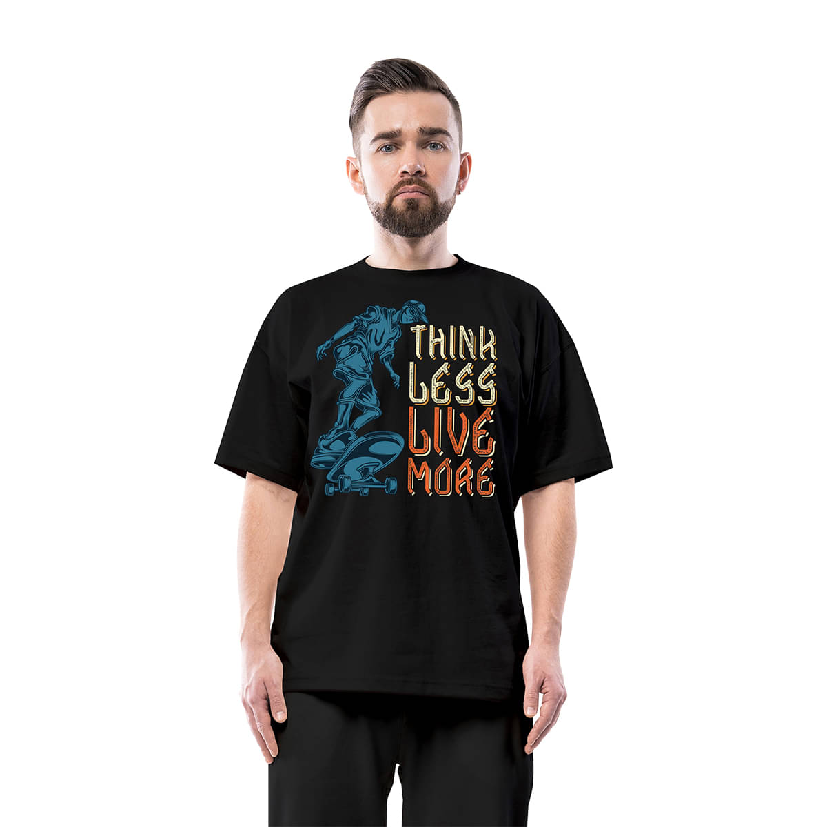     			PUGAROO Men Cotton Oversized Fit Printed T-Shirt ( Black )