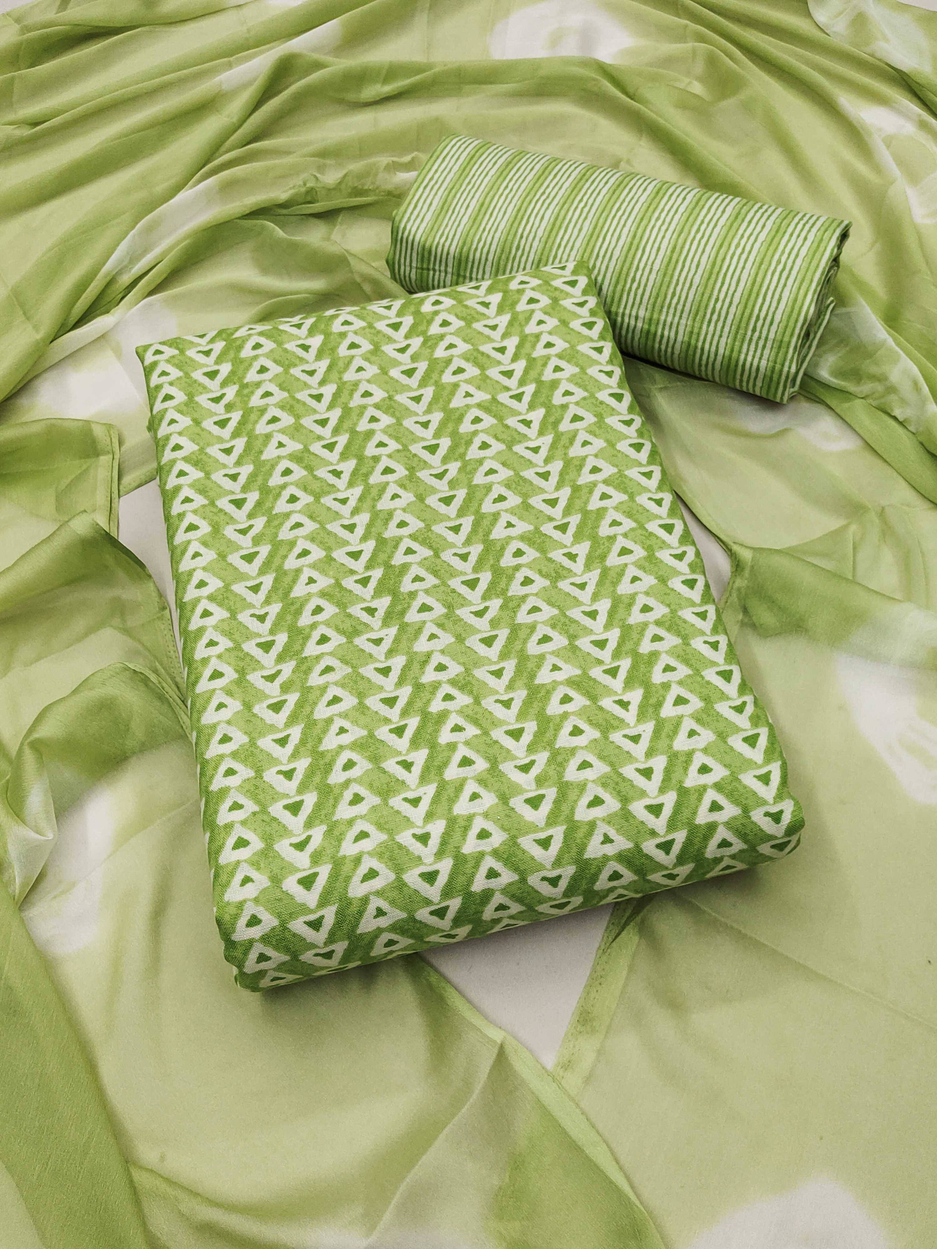 Panbai sarees Women Cotton Unstitched Dress Material ( Green ) Panbai sarees Women Cotton Unstitched Dress Material ( Green )