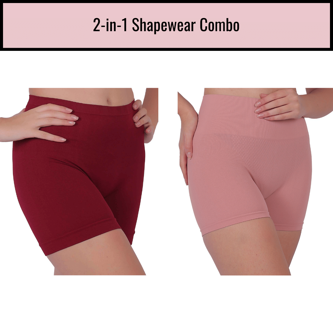     			Pia Trends Women Cotton Blend Tummy & Thigh Shaper ( Maroon,Peach )