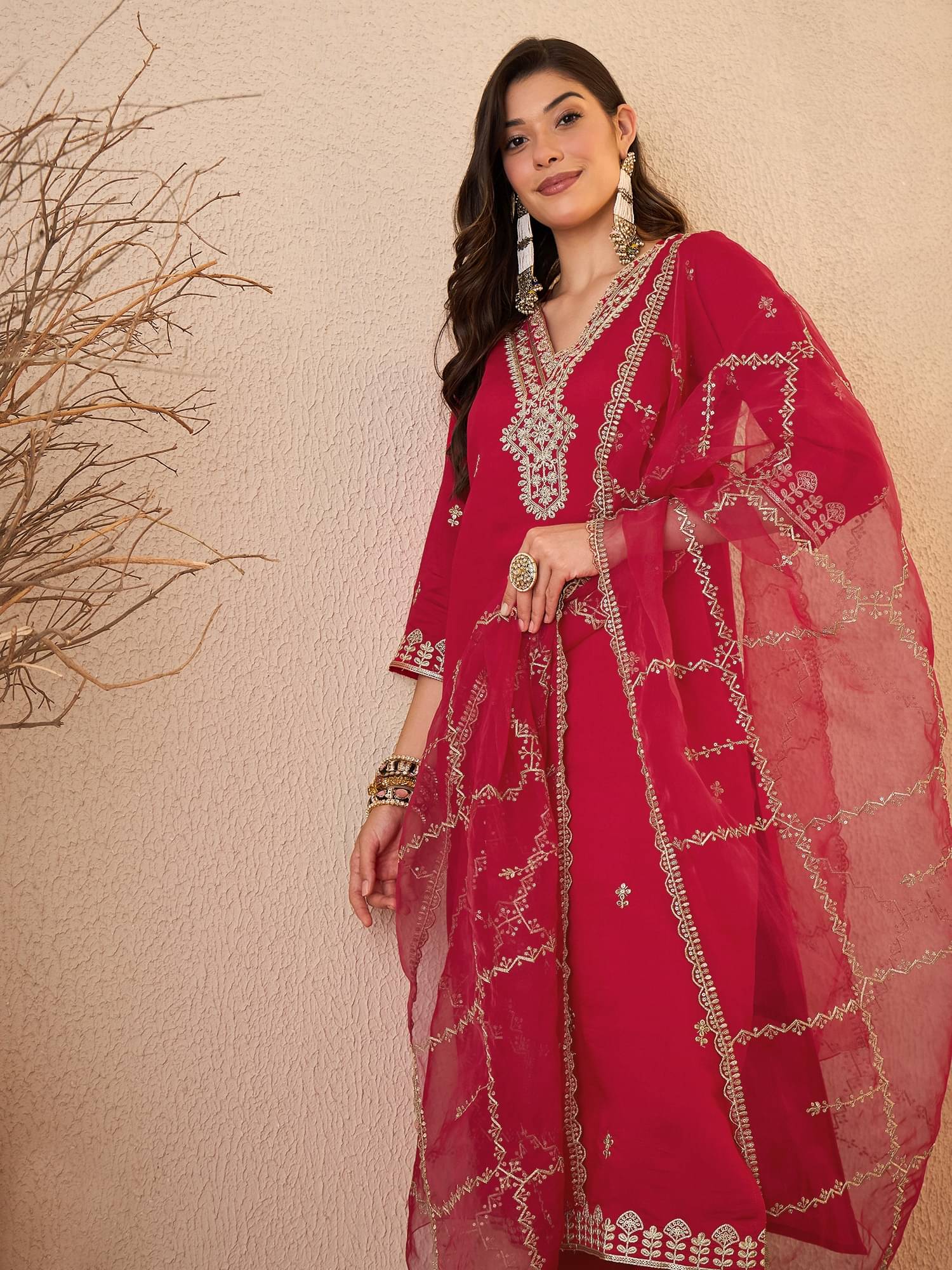 Royal Export Women Silk Blend Embroidered Straight Kurti With Pants ( Maroon ) Royal Export Women Silk Blend Embroidered Straight Kurti With Pants ( Maroon )