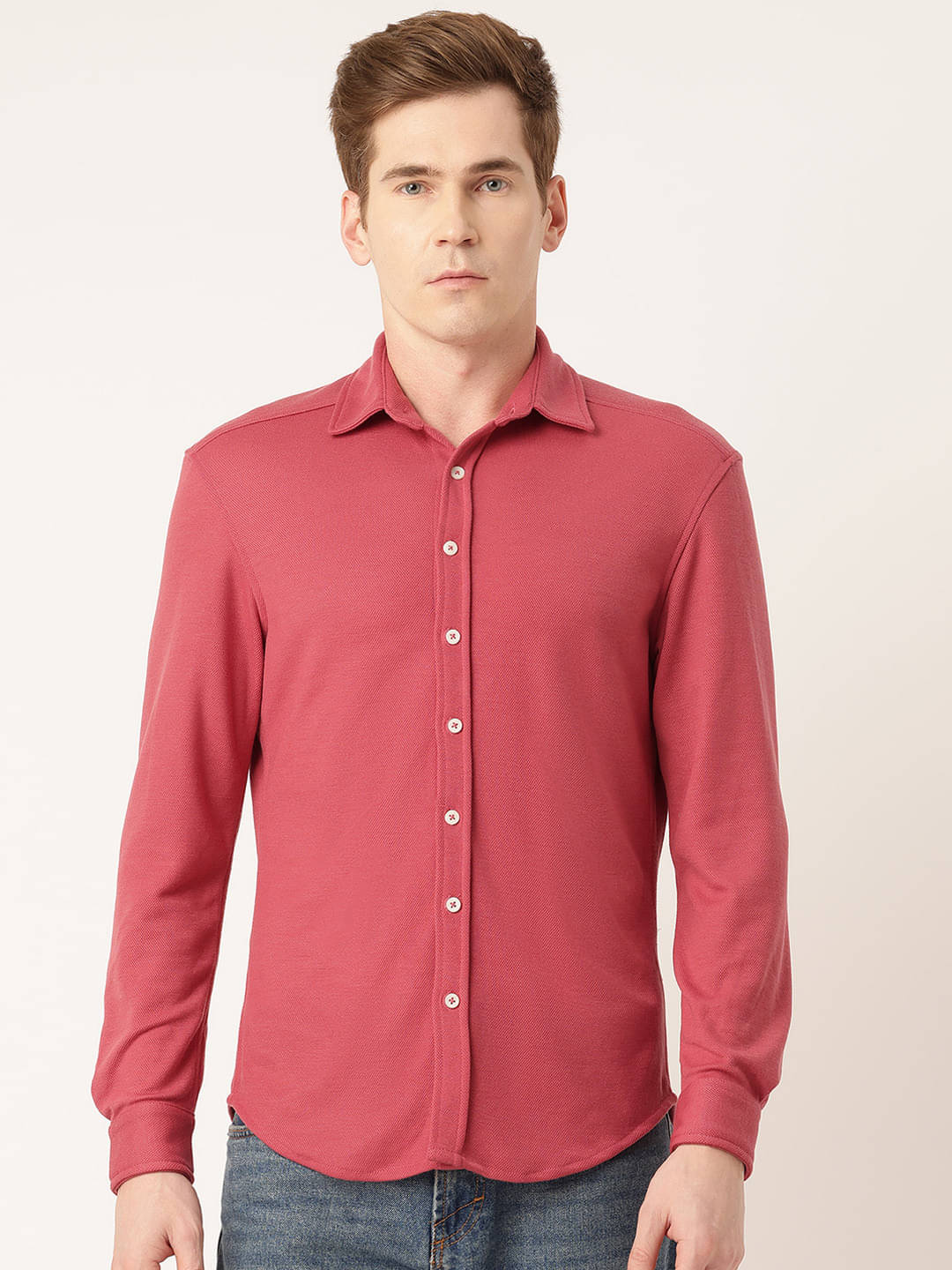     			Rue Collection 100% Cotton Regular Fit Solids Full Sleeves Men's Casual Shirt - Pink ( Pack of 1 )