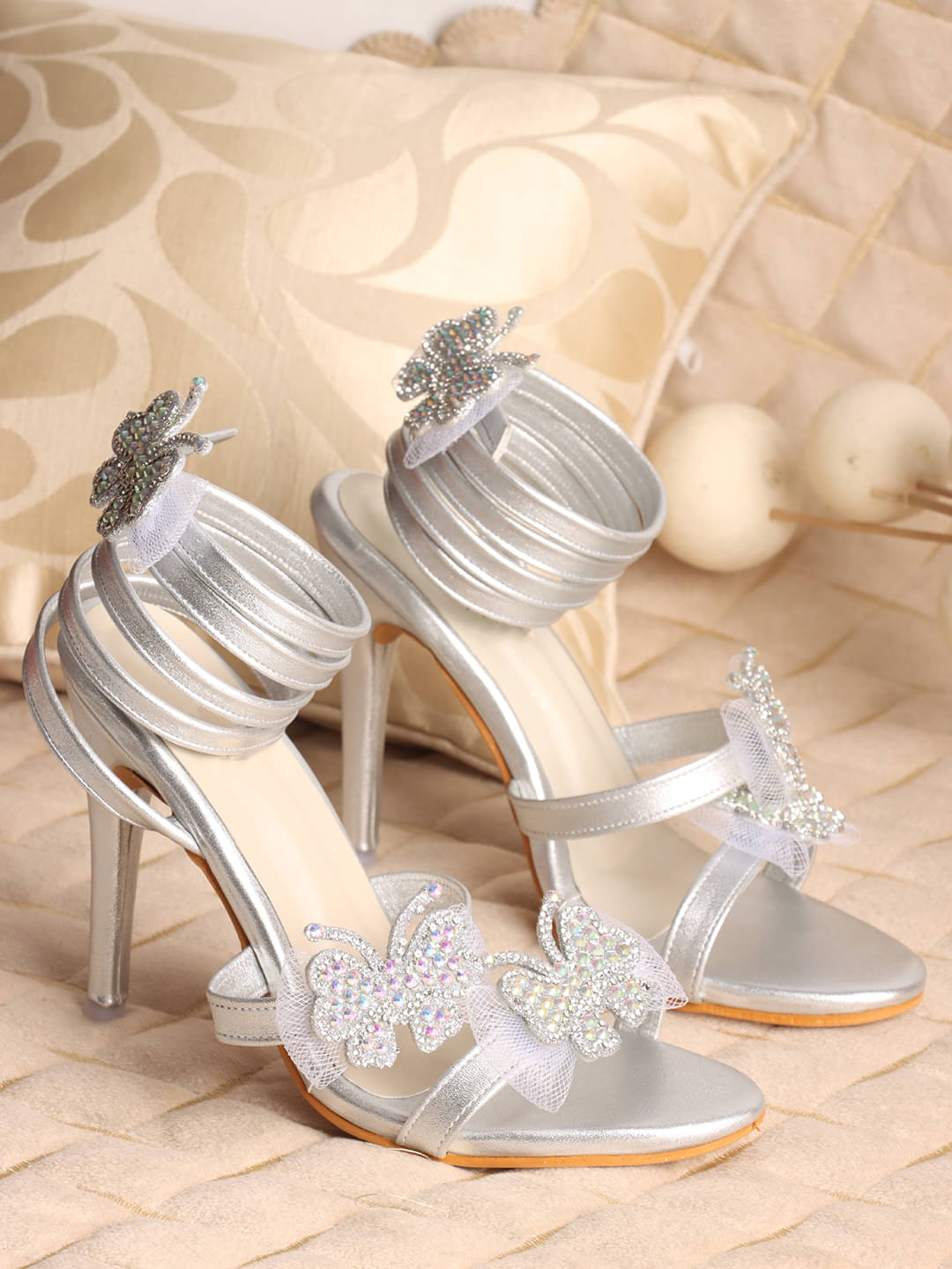 Try me Silver Women's Sandal Heels Try me Silver Women's Sandal Heels