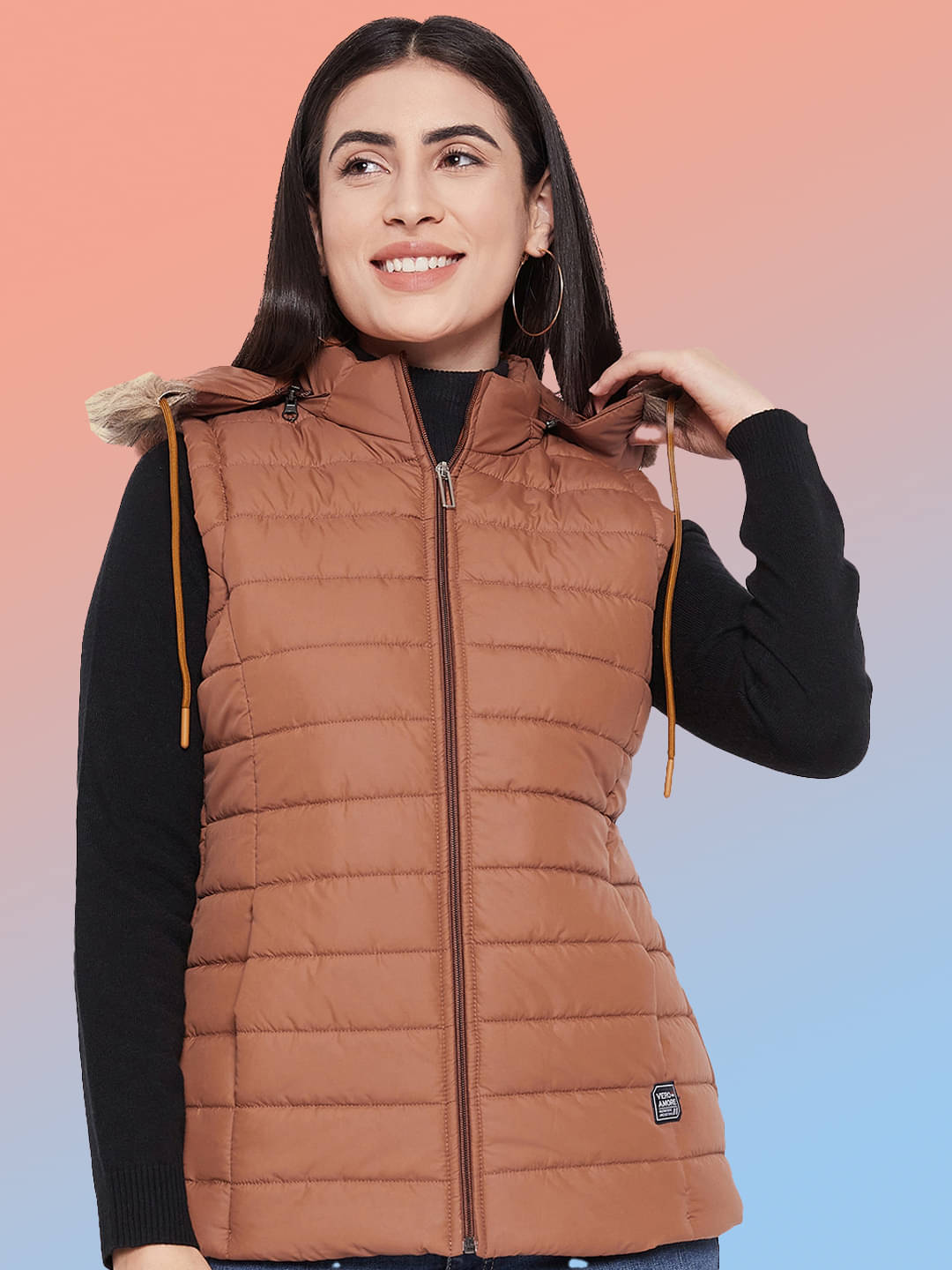 VERO AMORE - Polyester Brown Puffer VERO AMORE - Polyester Brown Puffer