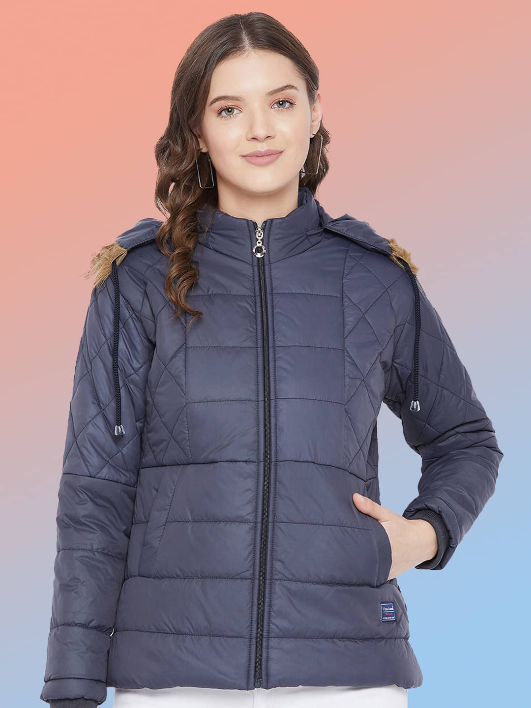 VERO AMORE - Polyester Navy Puffer VERO AMORE - Polyester Navy Puffer