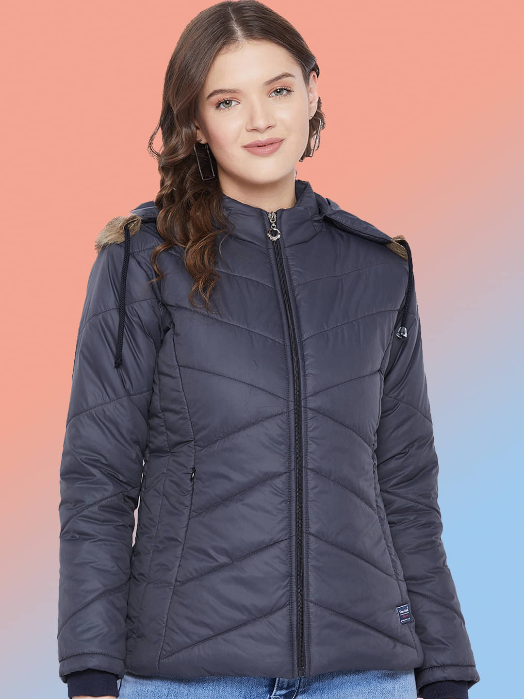 VERO AMORE - Polyester Navy Puffer VERO AMORE - Polyester Navy Puffer