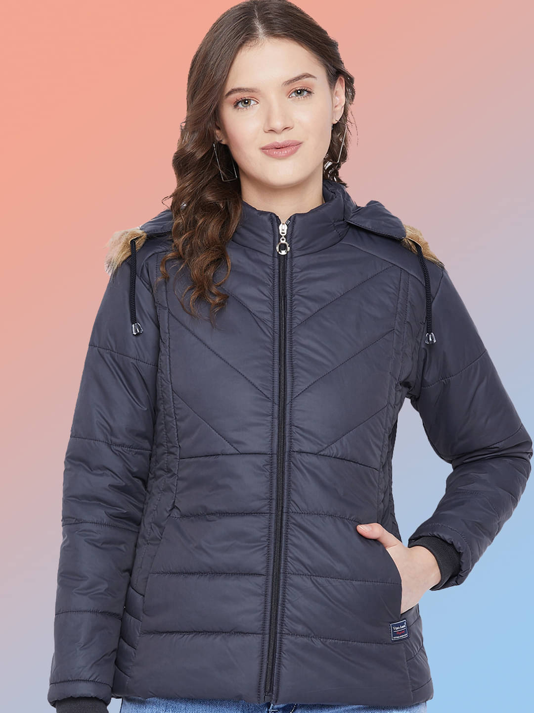 VERO AMORE - Polyester Navy Puffer VERO AMORE - Polyester Navy Puffer