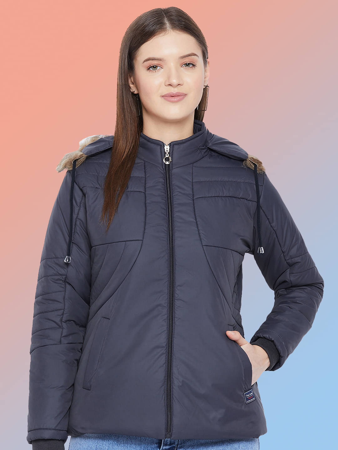 VERO AMORE - Polyester Navy Puffer VERO AMORE - Polyester Navy Puffer