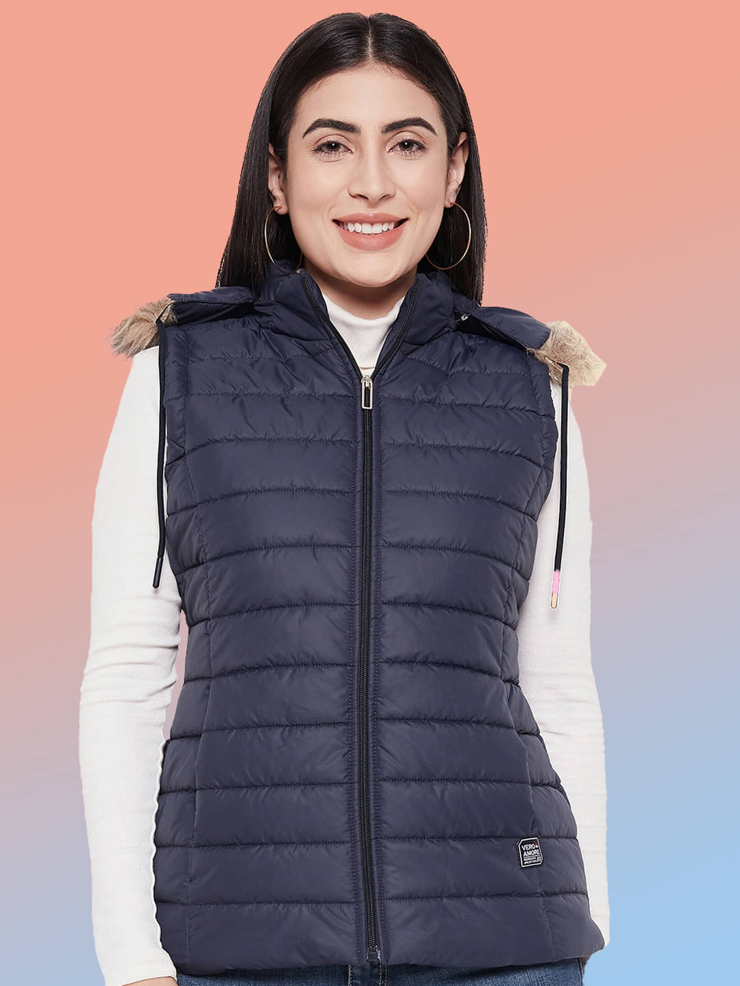 VERO AMORE - Polyester Navy Puffer VERO AMORE - Polyester Navy Puffer