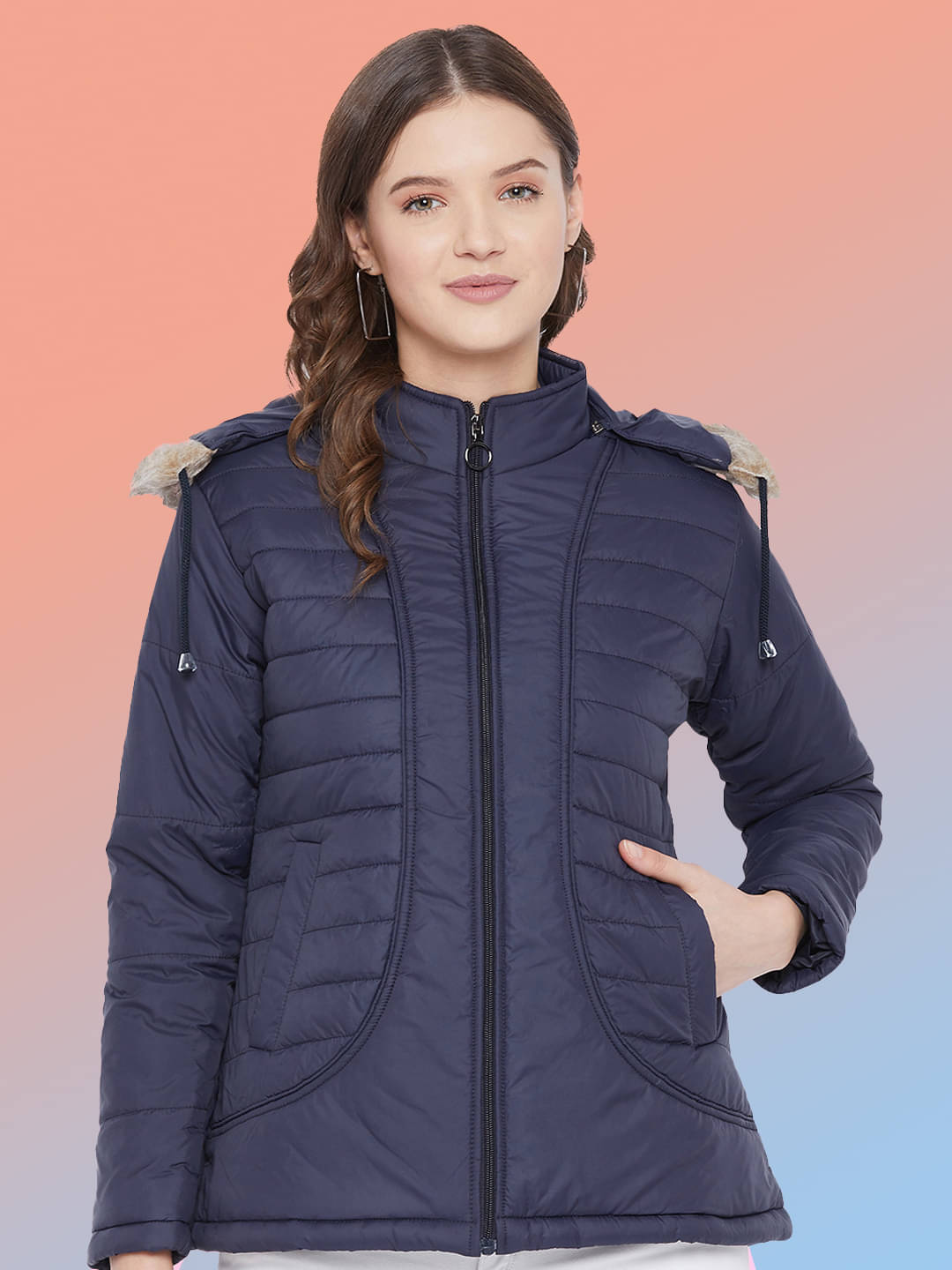 VERO AMORE - Polyester Navy Puffer VERO AMORE - Polyester Navy Puffer