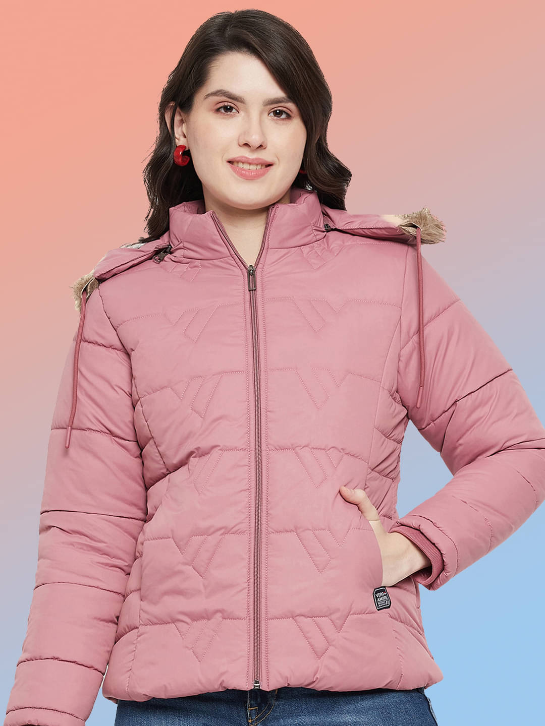     			VERO AMORE - Polyester Peach Puffer